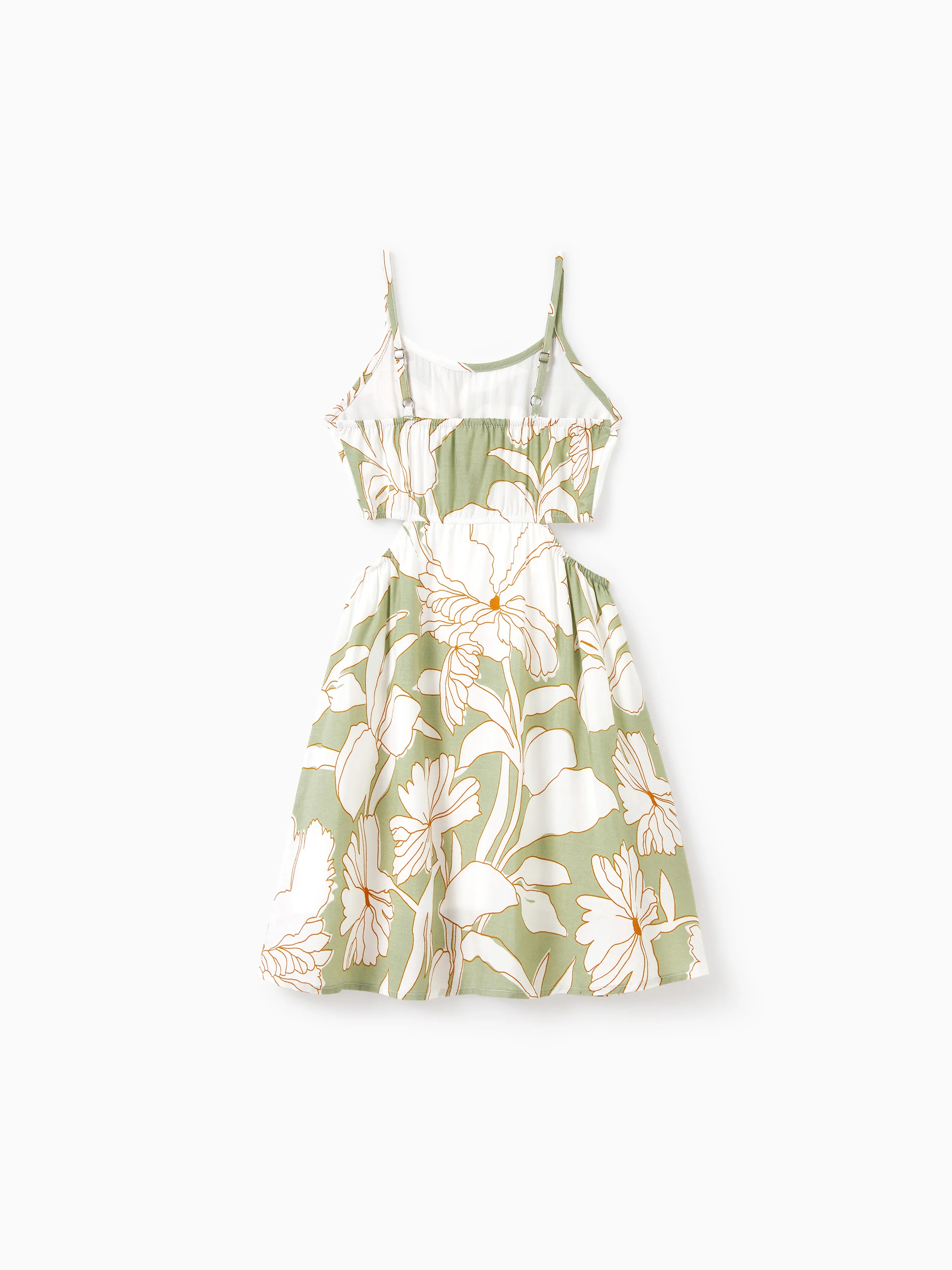 Matching Family Outfits Tropical Floral Print Strap Dress or Short-sleeve Colorblock Shirts Set Pale Green - Image 12