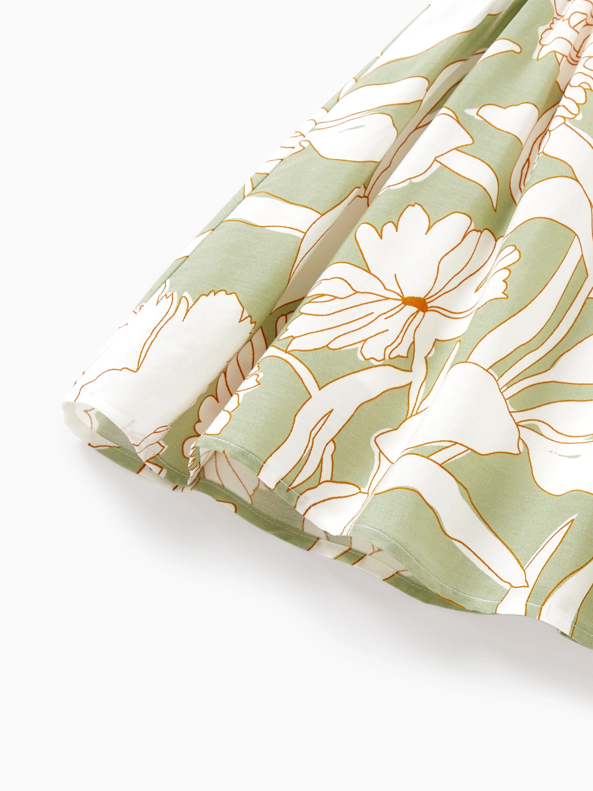 Matching Family Outfits Tropical Floral Print Strap Dress or Short-sleeve Colorblock Shirts Set Pale Green - Image 13