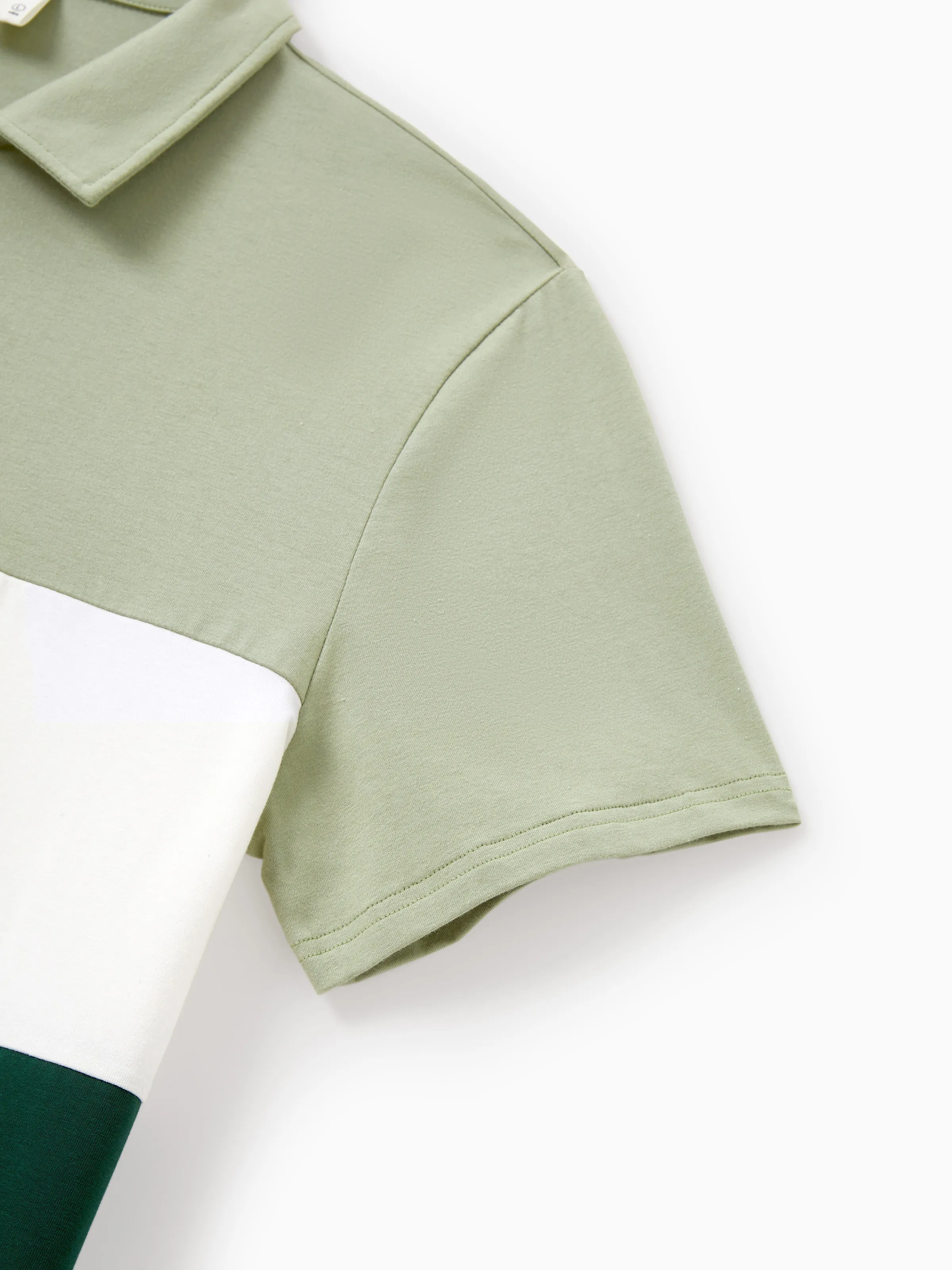 Matching Family Outfits Tropical Floral Print Strap Dress or Short-sleeve Colorblock Shirts Set Pale Green - Image 32