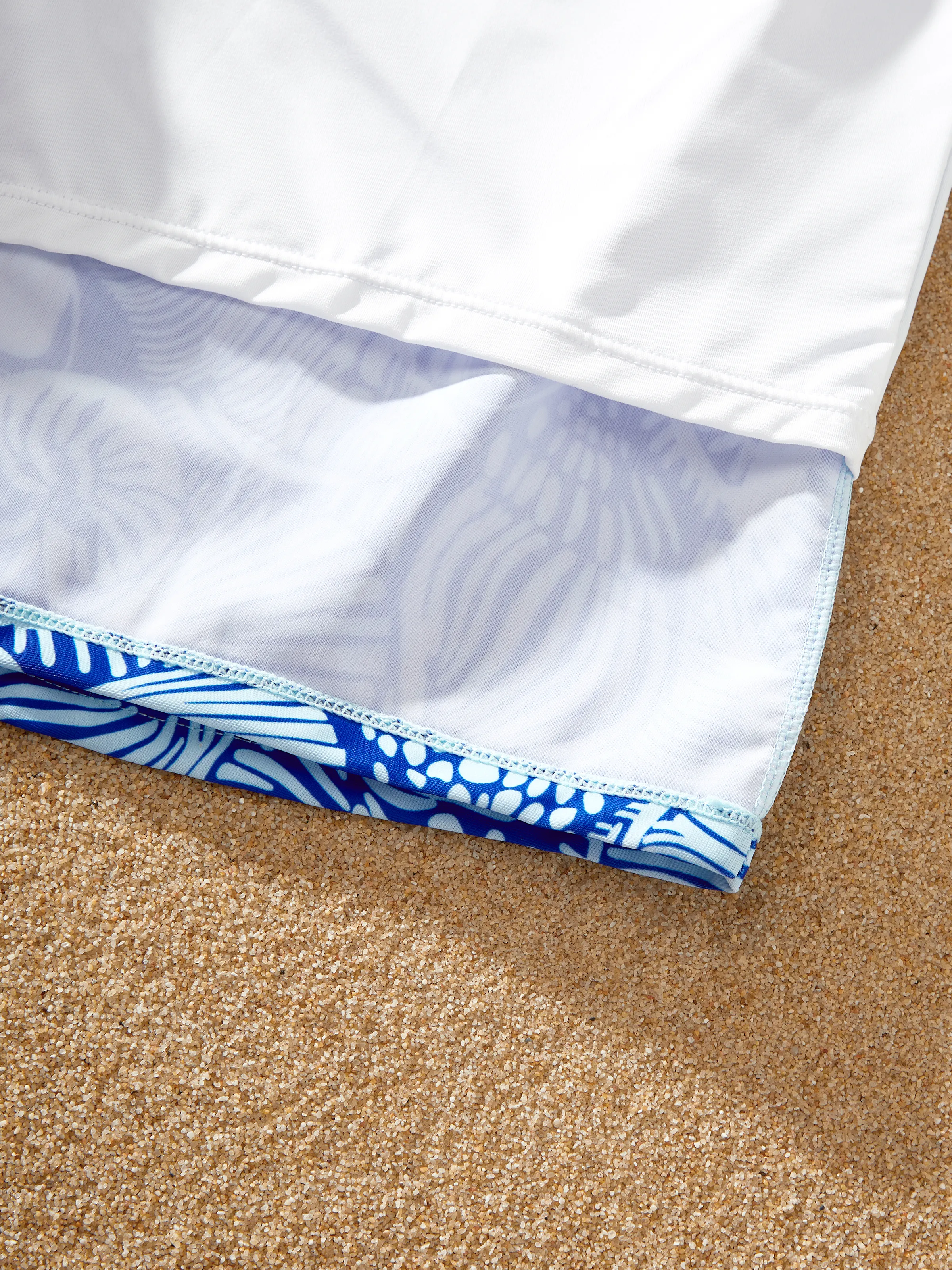 Matching Family Shell Print Swimwear Floral two-piece Bikini & Swim Shorts Set for Mom, Dad, & Kids, Perfect for Beach Days & Pool Parties Blue - Image 29