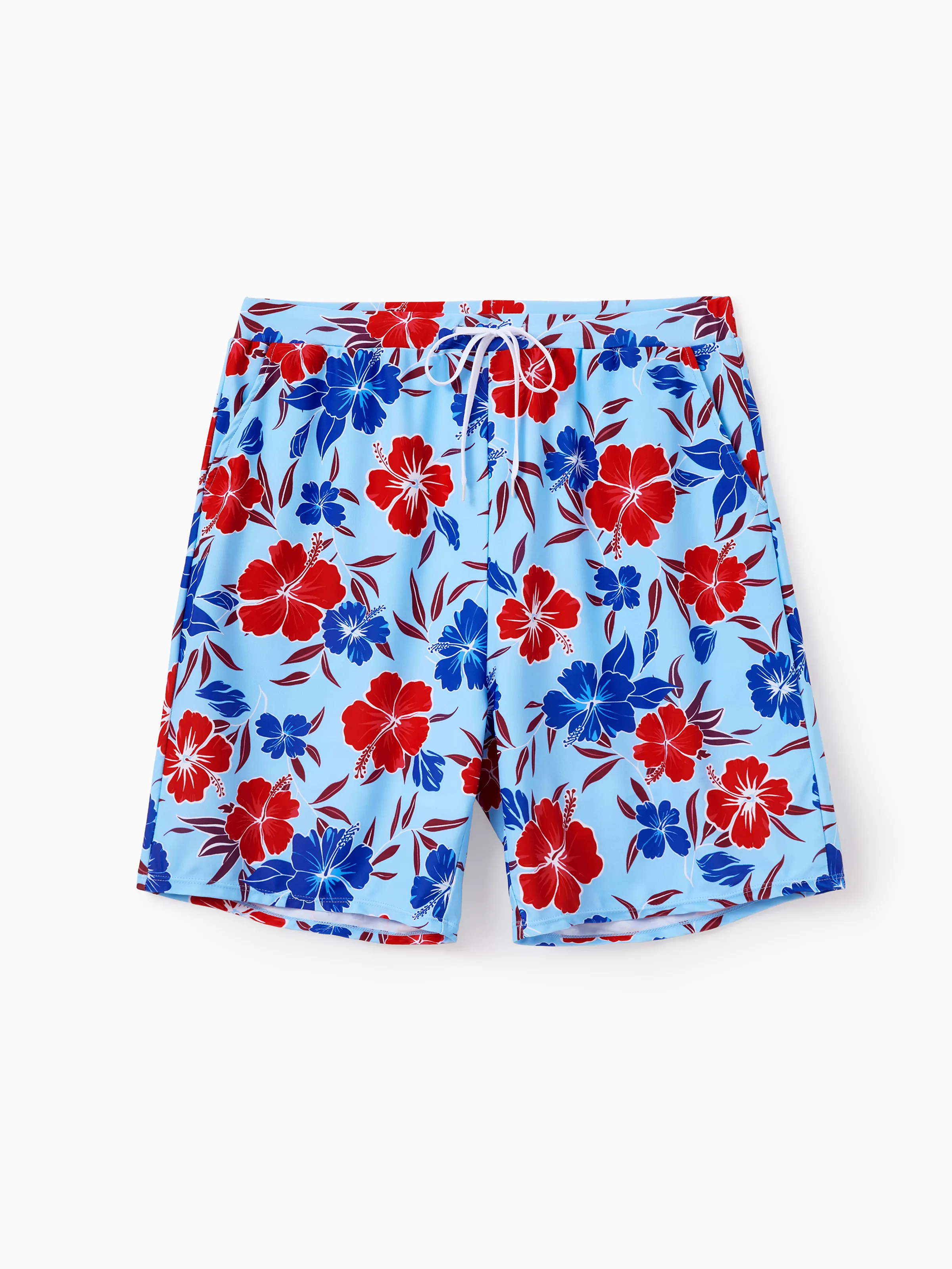 Matching Family Swimwear Floral Print Bikini & Swim Trunks Set for Mom, Dad, & Kids, Perfect for Summer Beach Days & Pool Parties Red - Image 17