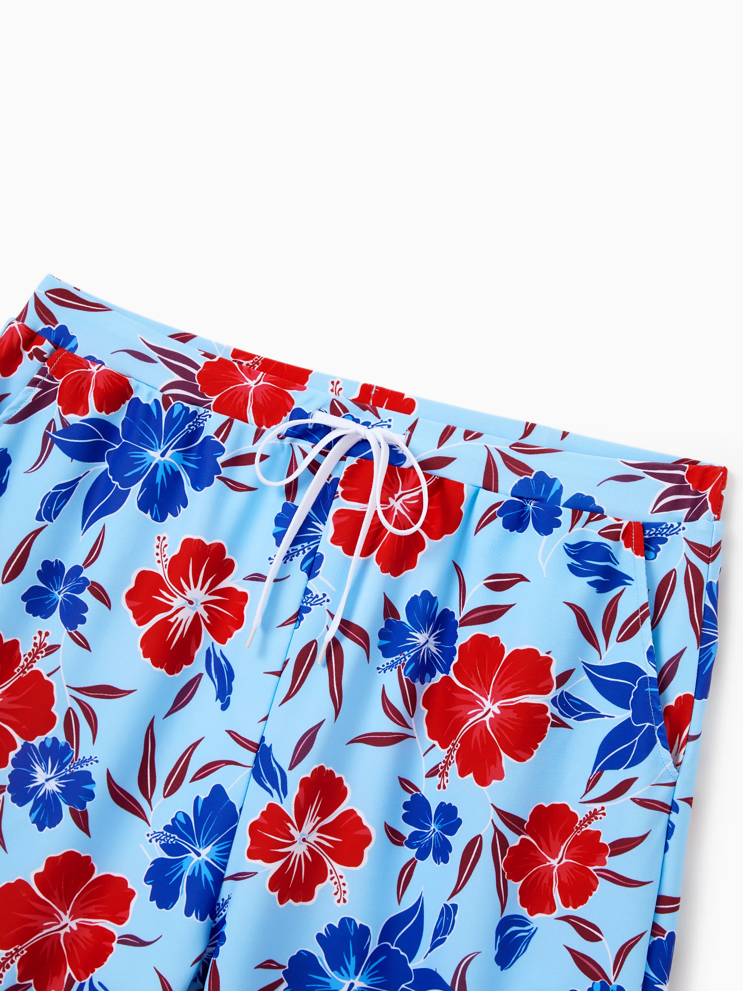 Matching Family Swimwear Floral Print Bikini & Swim Trunks Set for Mom, Dad, & Kids, Perfect for Summer Beach Days & Pool Parties Red - Image 19