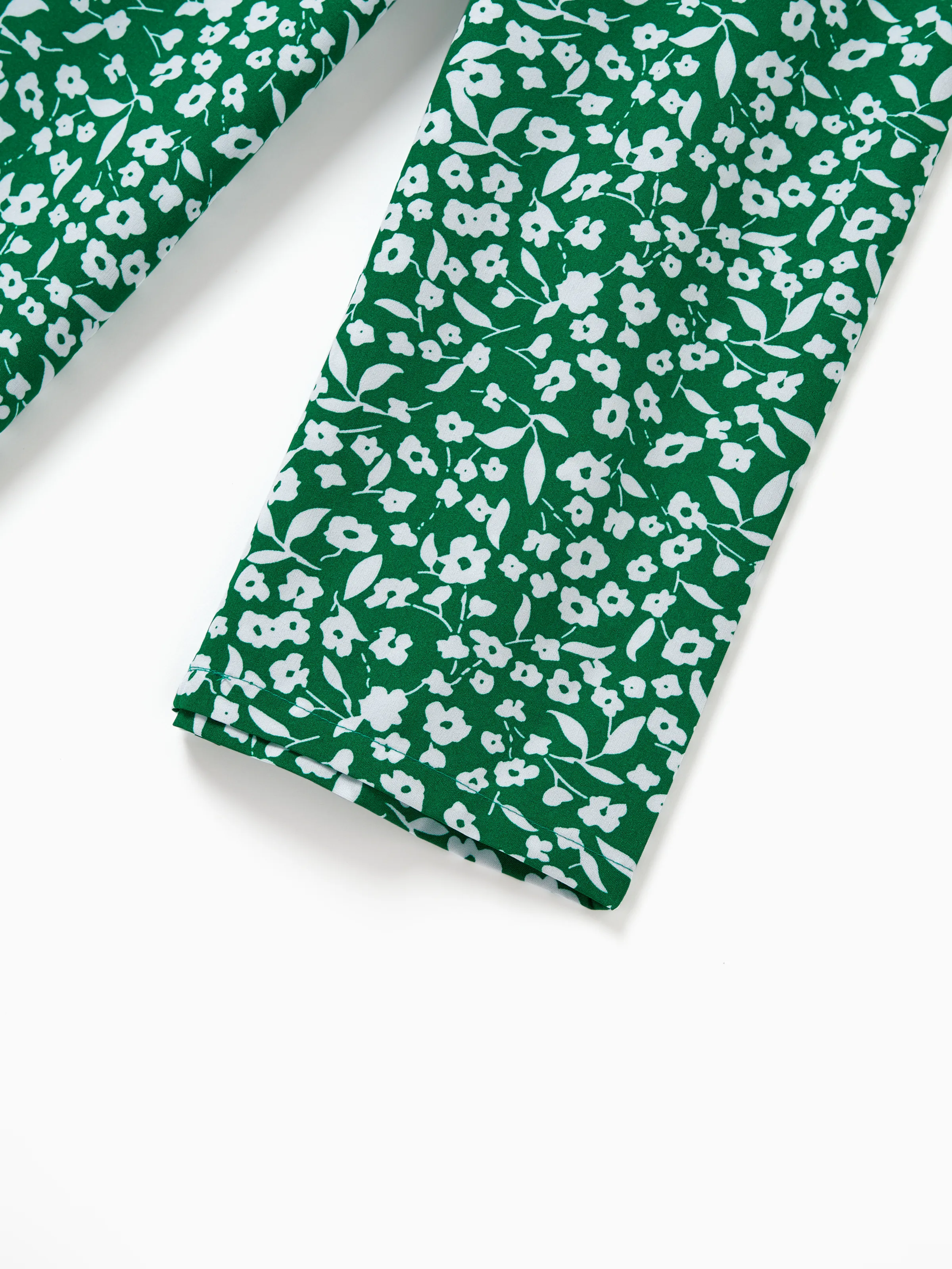 Toddler/Kid Girl Floral Print Green Smocked Strap Jumpsuits Green - Image 7