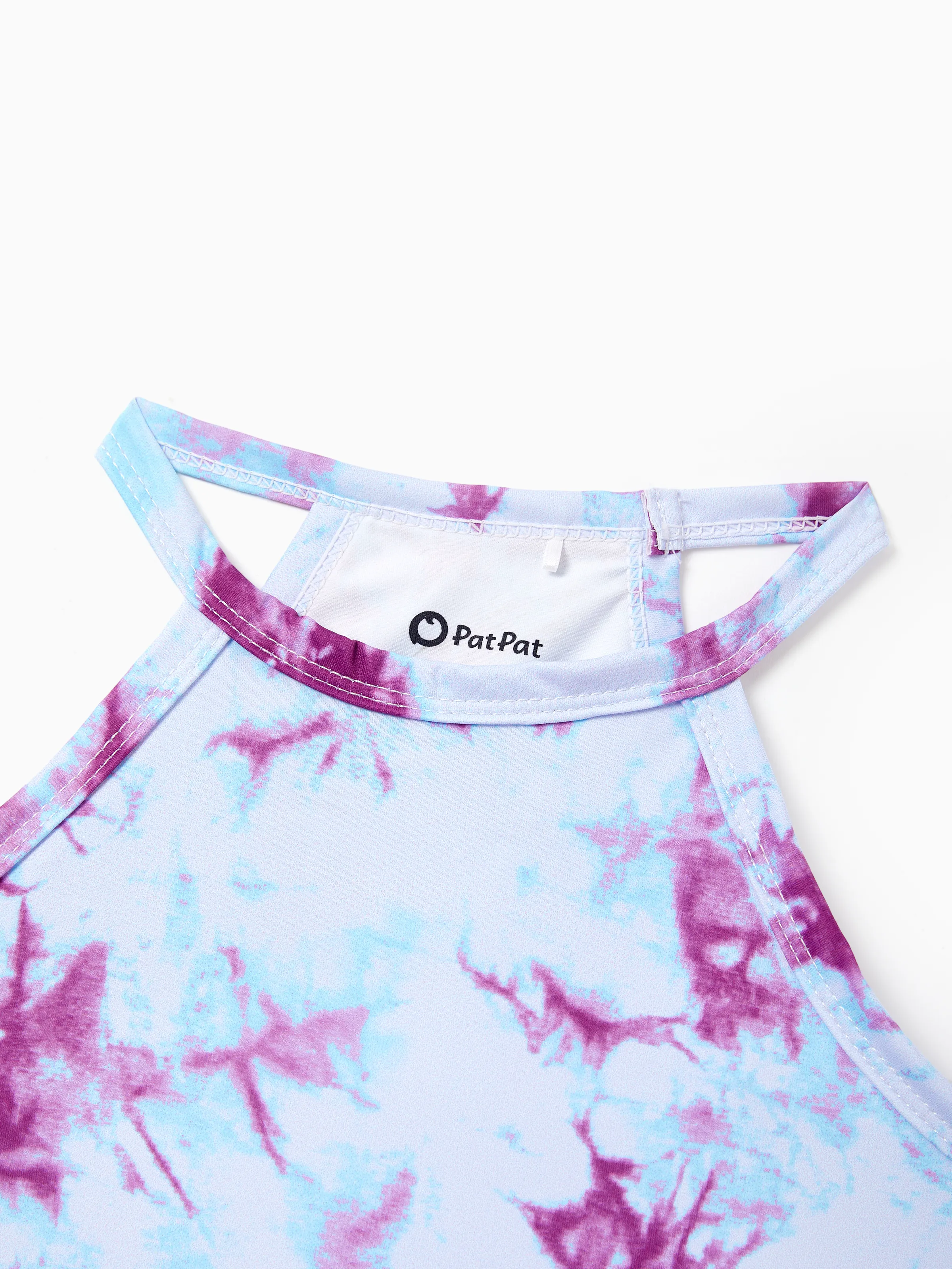 Matching Mommy and Me Tie Dye Skirt Set Halter Crop Top & Flowy Skirt Outfit, Cute Summer Twinning Looks for Vacation & Photos Purple - Image 8