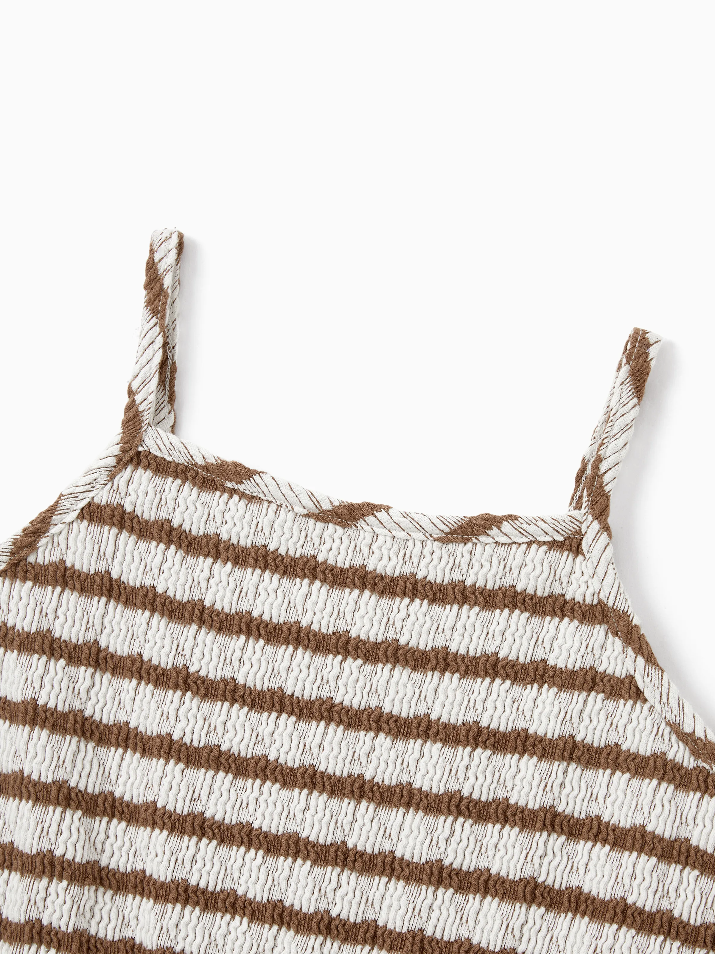 Matching Striped Dresses for Mommy & Me  Twist-Front Dress with Tulle Skirt, Perfect for Summer Family Outings & Photos Khaki - Image 9