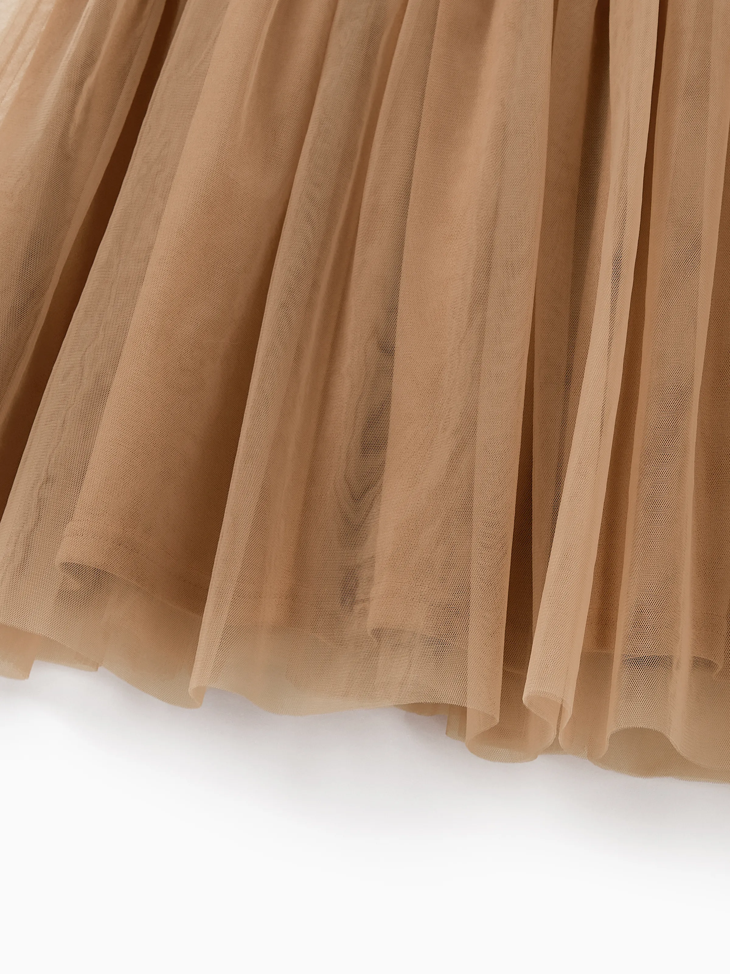 Toddler/Kid Girl Striped Twist-Front Dress with Tulle Skirt, Perfect for Summer Family Outings & Photos Khaki - Image 6