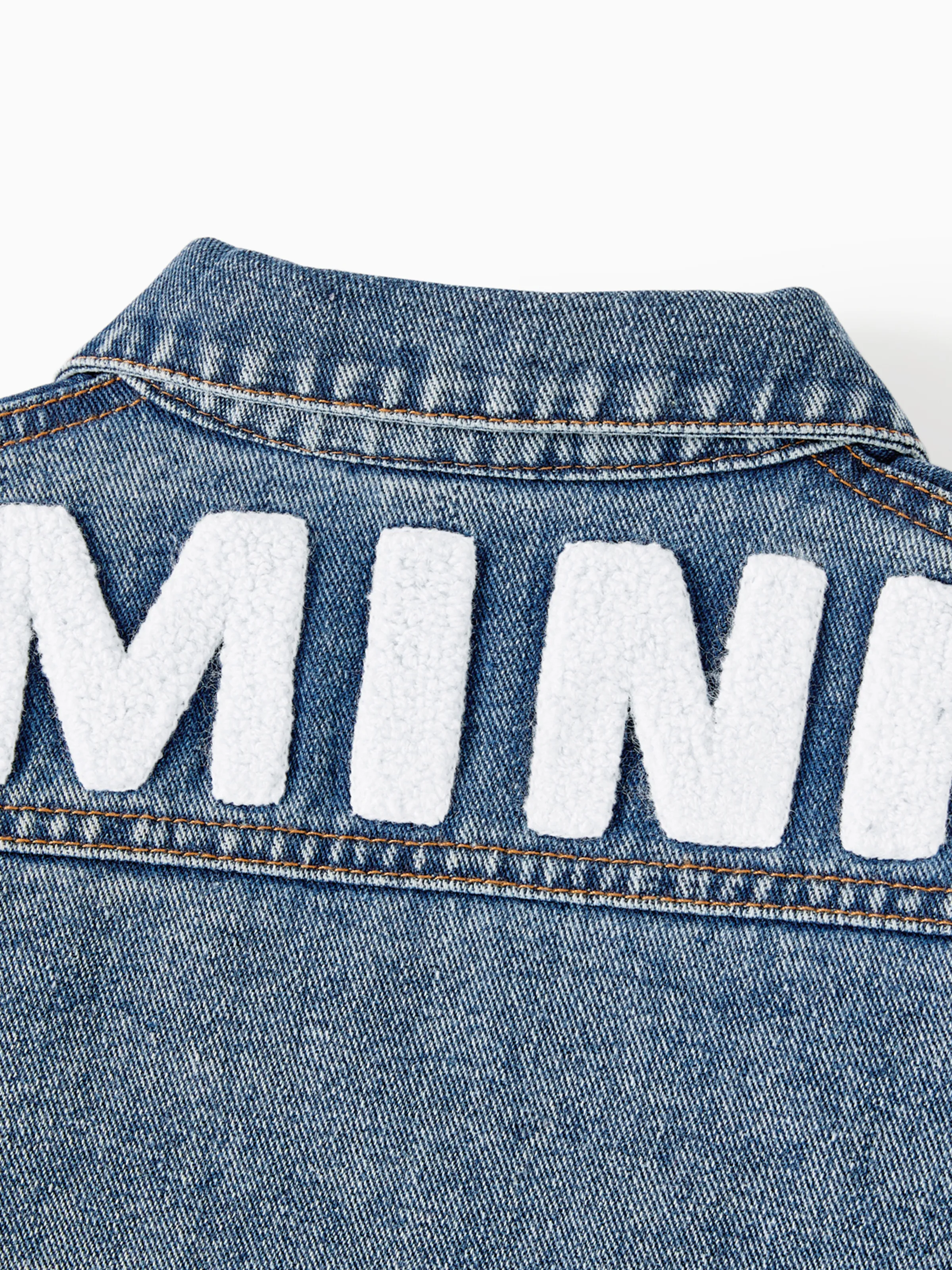 Mom and Me Light Blue Letter Design Long-sleeve Distressed Denim Jackets Light Blue - Image 18