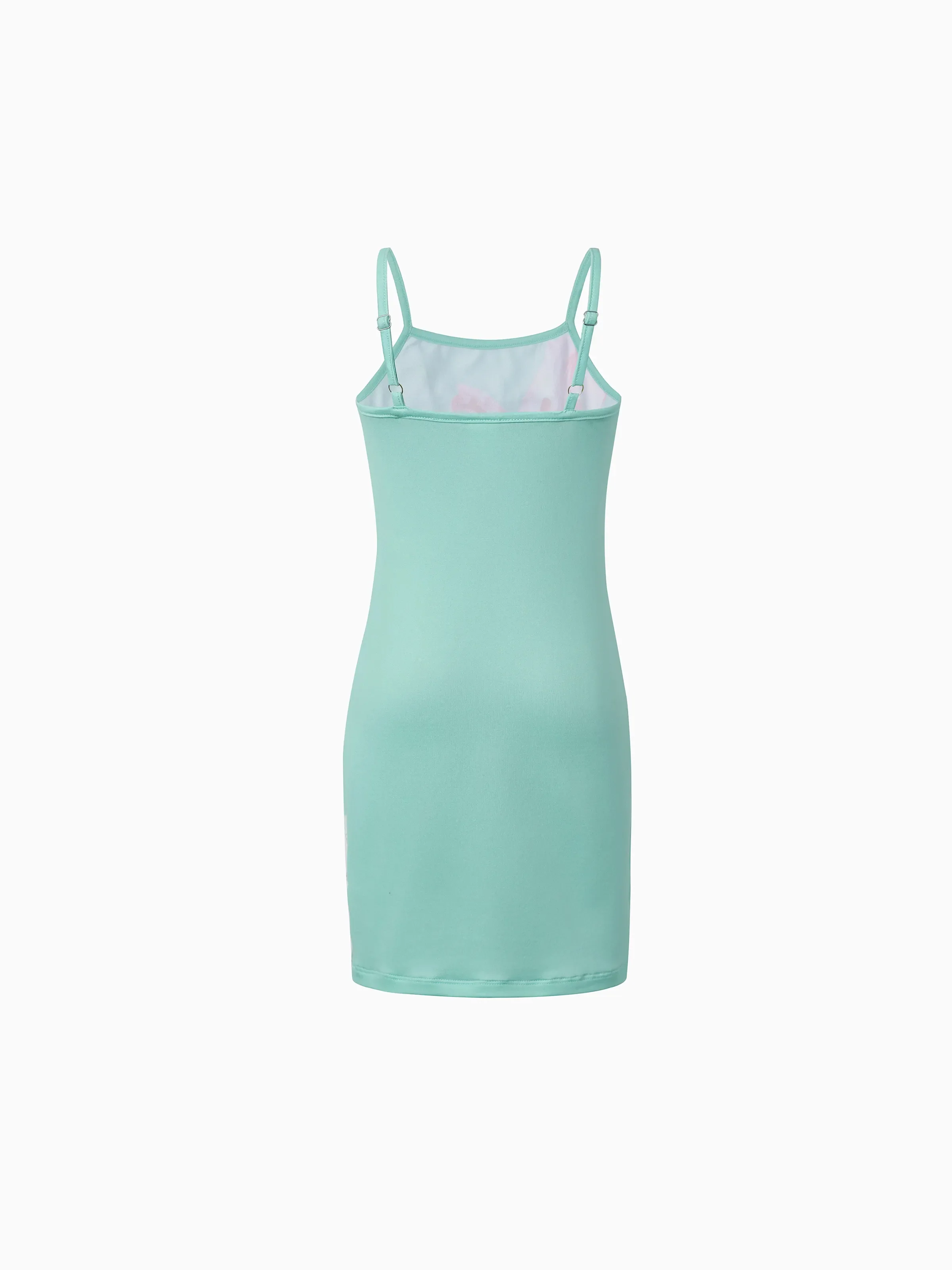 Mommy and Me Casual Flower Print Sleeveless Strappy Dresses  Light Green - Image 8