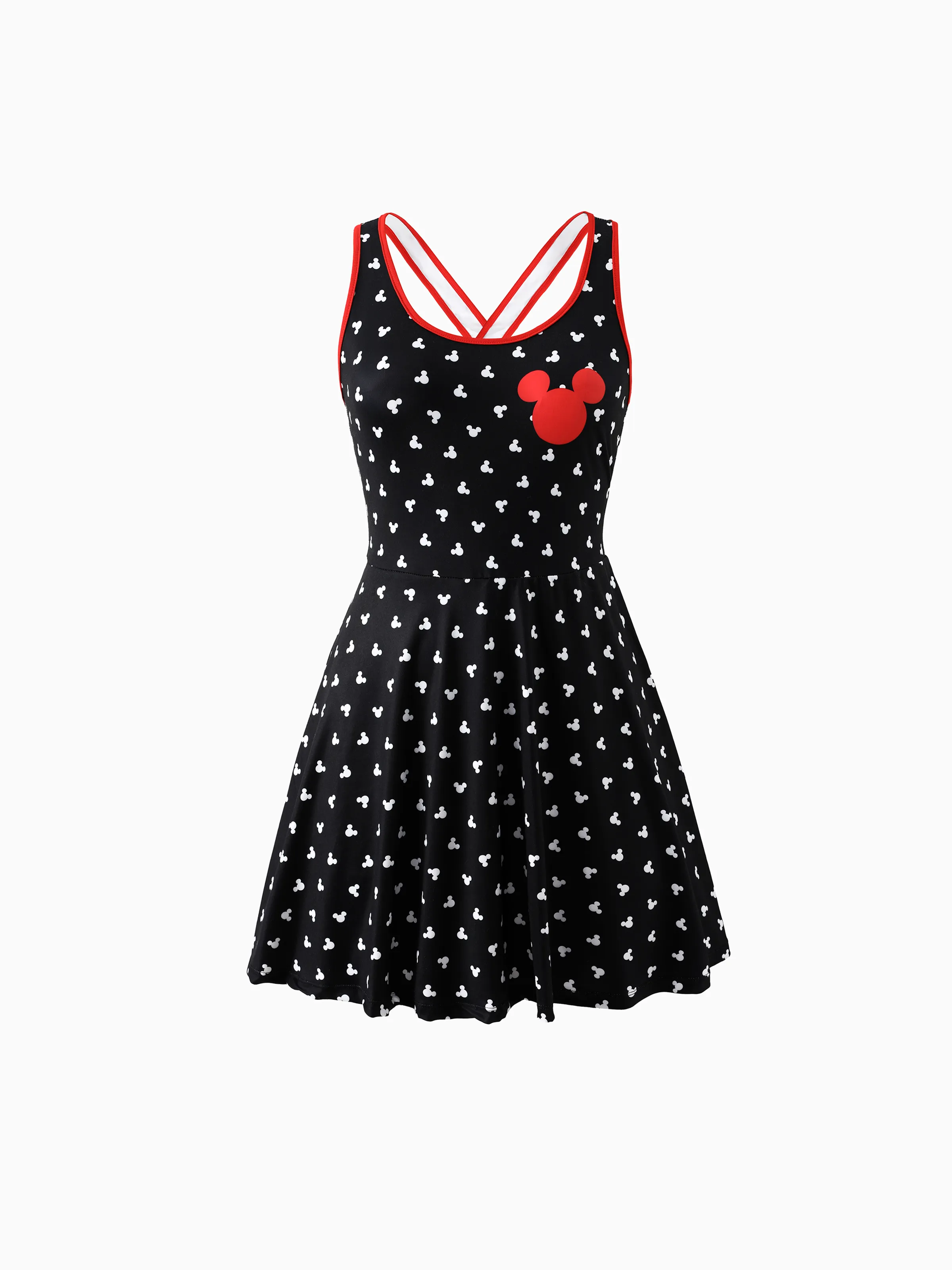 Disney Mickey and Friends Mommy and Me Family matching 1pc Mickey Mouse Allover Print Sporty Dress/Cotton Top /RomperExpression Casual Suits Family Set 3pcs Cotton Unisex Black - Image 5