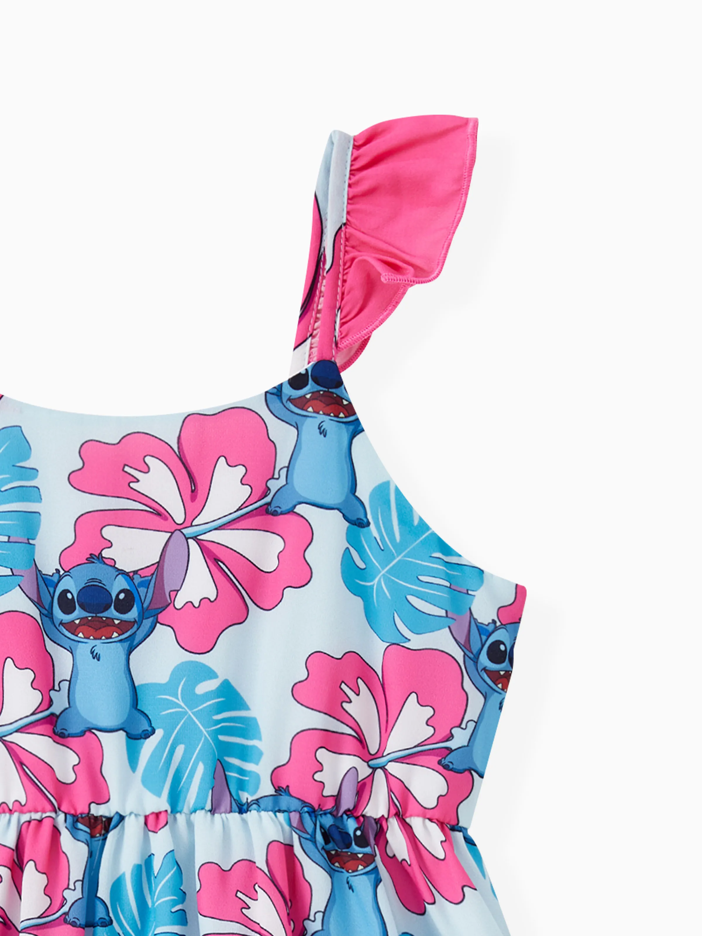 Disney Stitch Mommy and Me Family Matching Naia™ Stitch and Hawaii Style Floral Print Sleeveless Dress/Onesie／Shirt Multi-color - Image 10