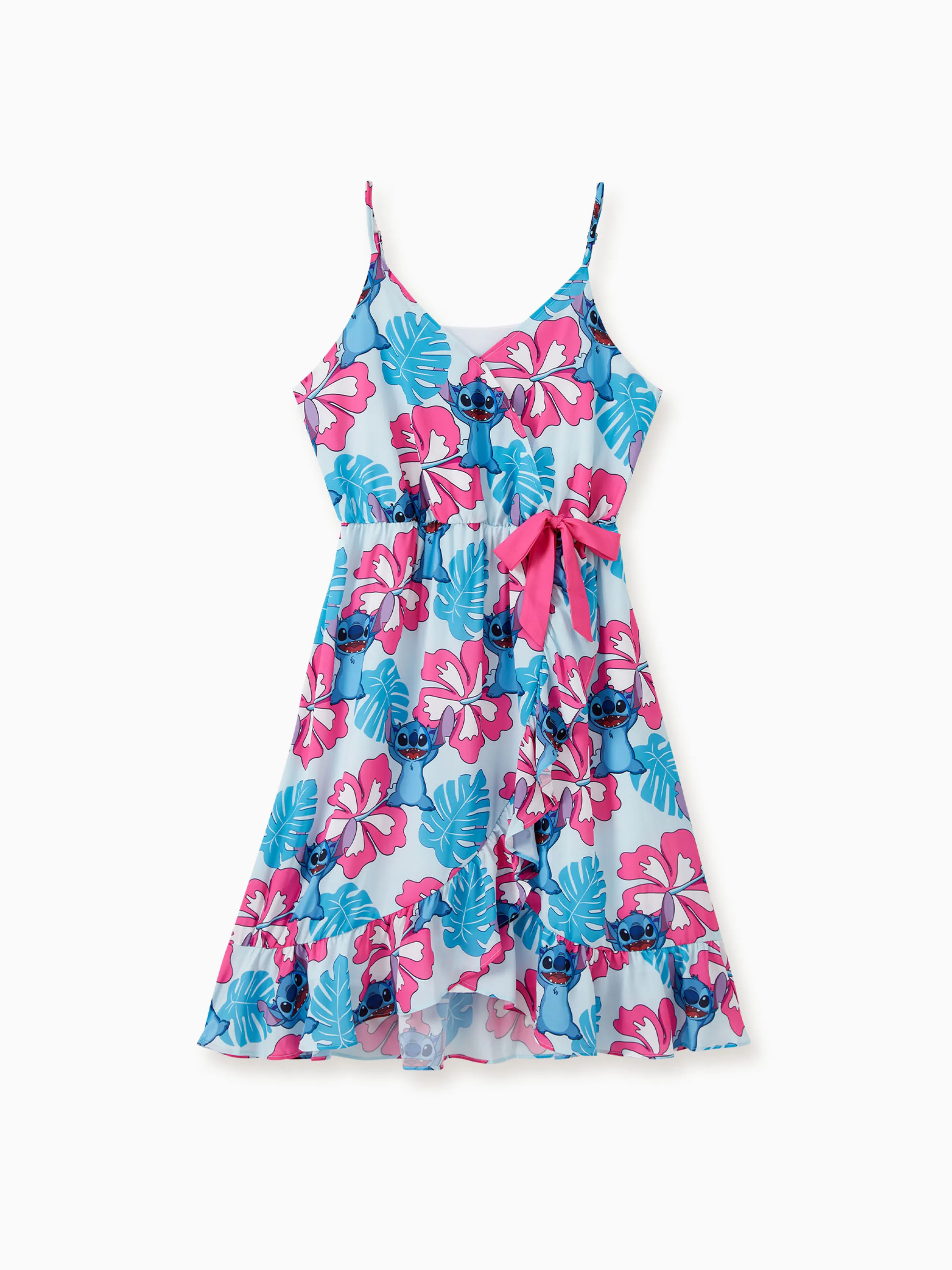 Disney Stitch Mommy and Me Family Matching Naia™ Stitch and Hawaii Style Floral Print Sleeveless Dress/Onesie／Shirt Multi-color - Image 3