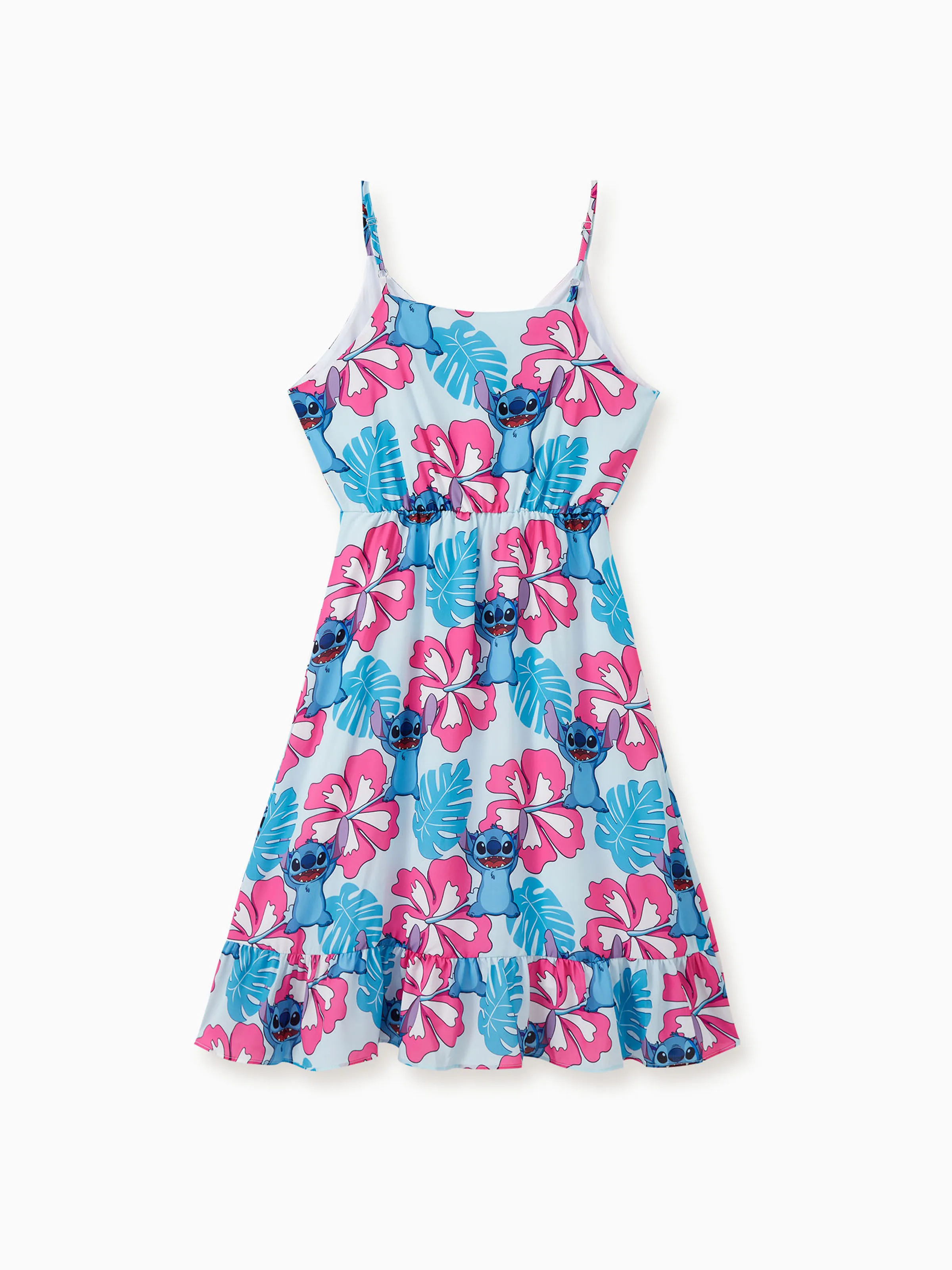 Disney Stitch Mommy and Me Family Matching Naia™ Stitch and Hawaii Style Floral Print Sleeveless Dress/Onesie／Shirt Multi-color - Image 4