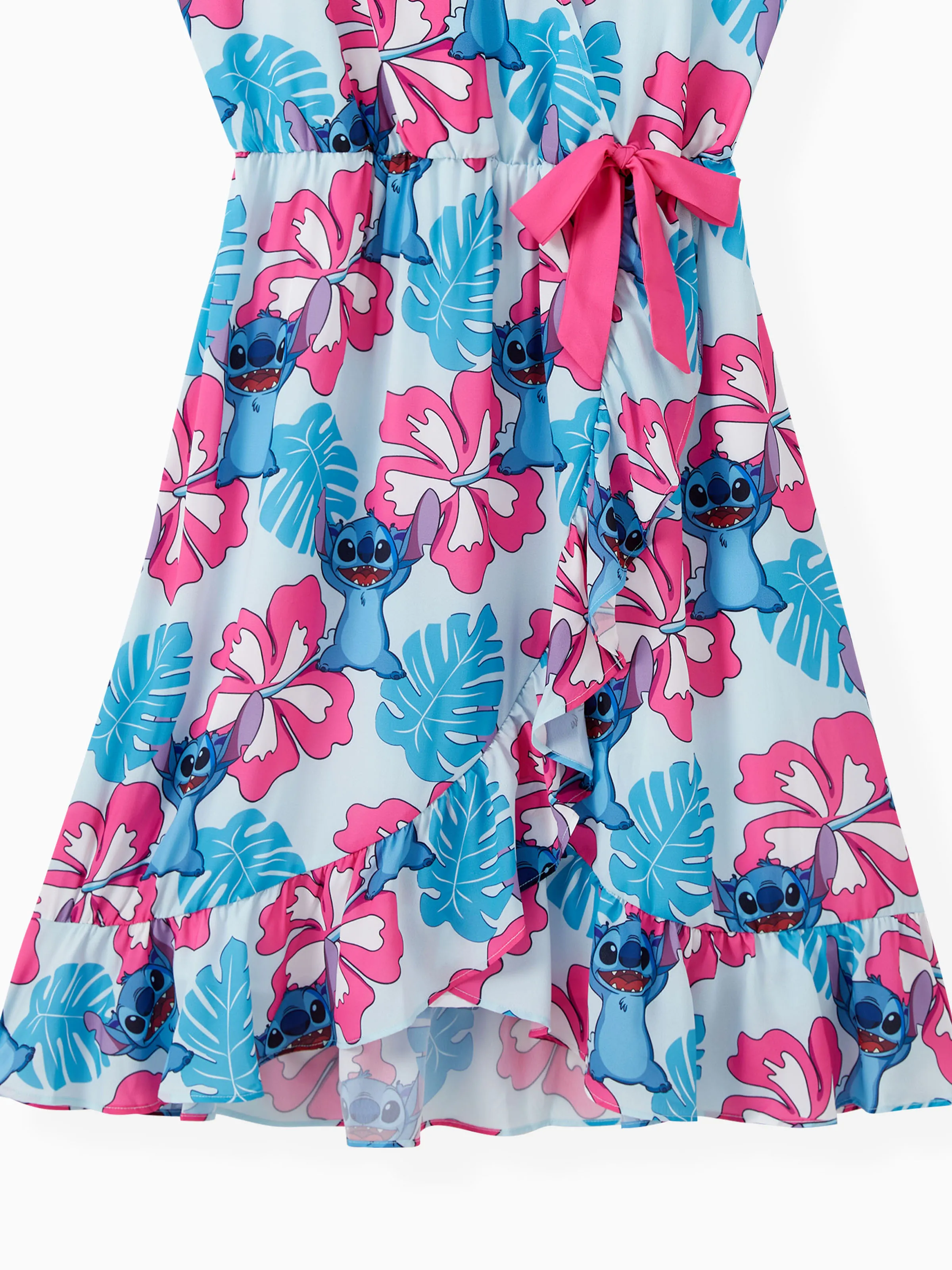 Disney Stitch Mommy and Me Family Matching Naia™ Stitch and Hawaii Style Floral Print Sleeveless Dress/Onesie／Shirt Multi-color - Image 7