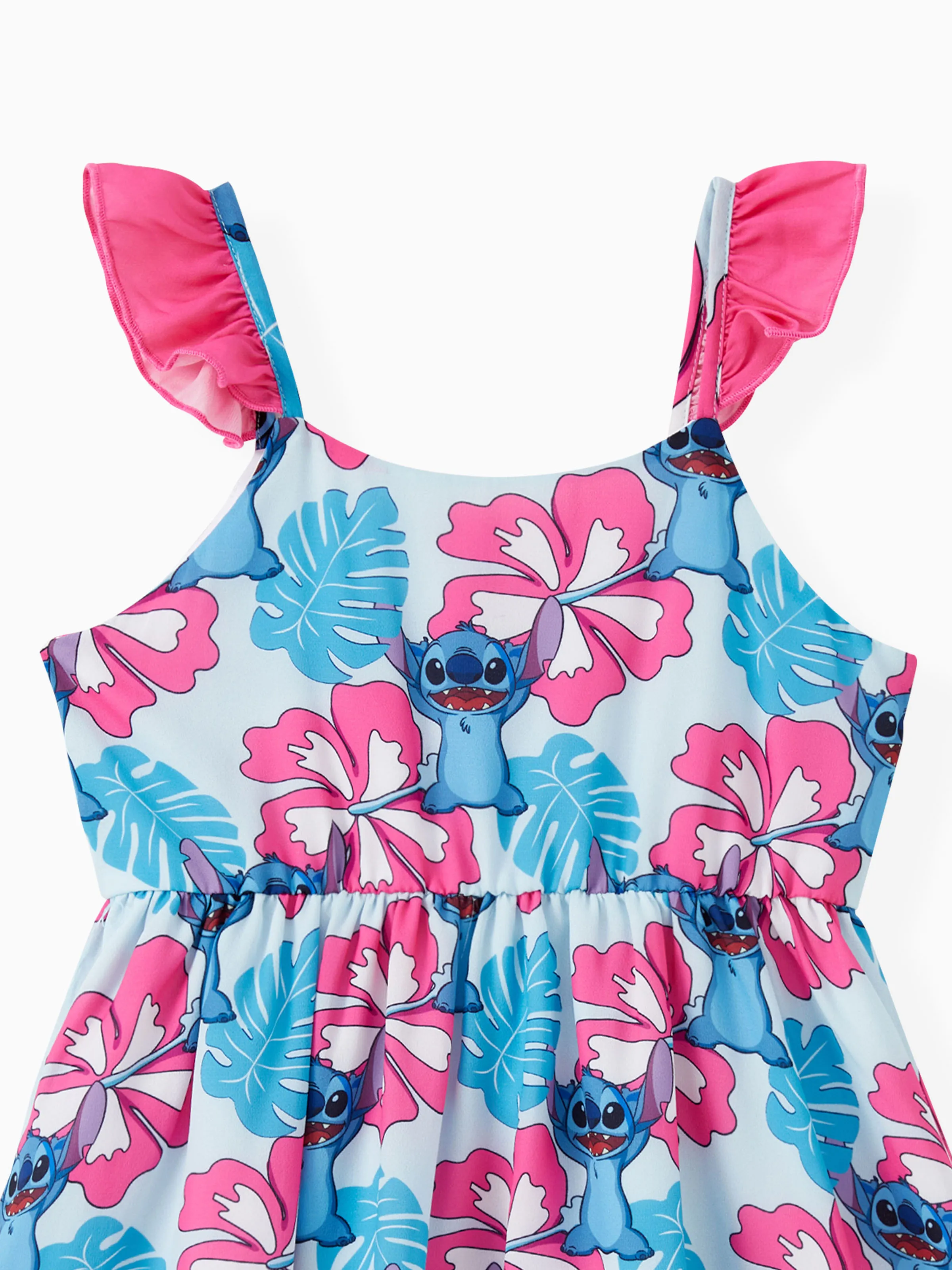 Disney Stitch Mommy and Me Family Matching Naia™ Stitch and Hawaii Style Floral Print Sleeveless Dress/Onesie／Shirt Multi-color - Image 9