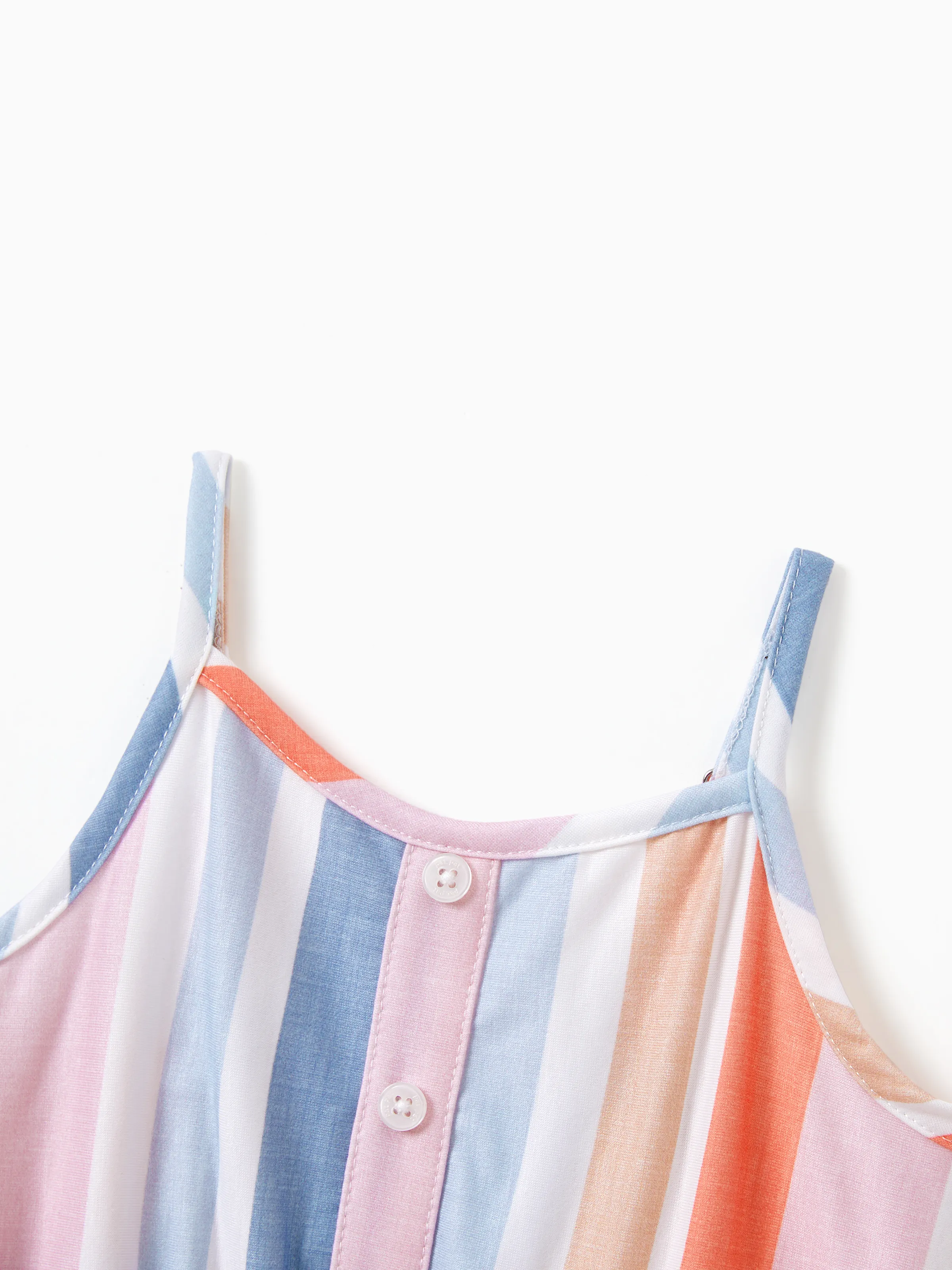 Mommy and Me Family Matching Blue Short-sleeve Tee or Colorful Stripe Camisole Dress Multi-color - Image 12
