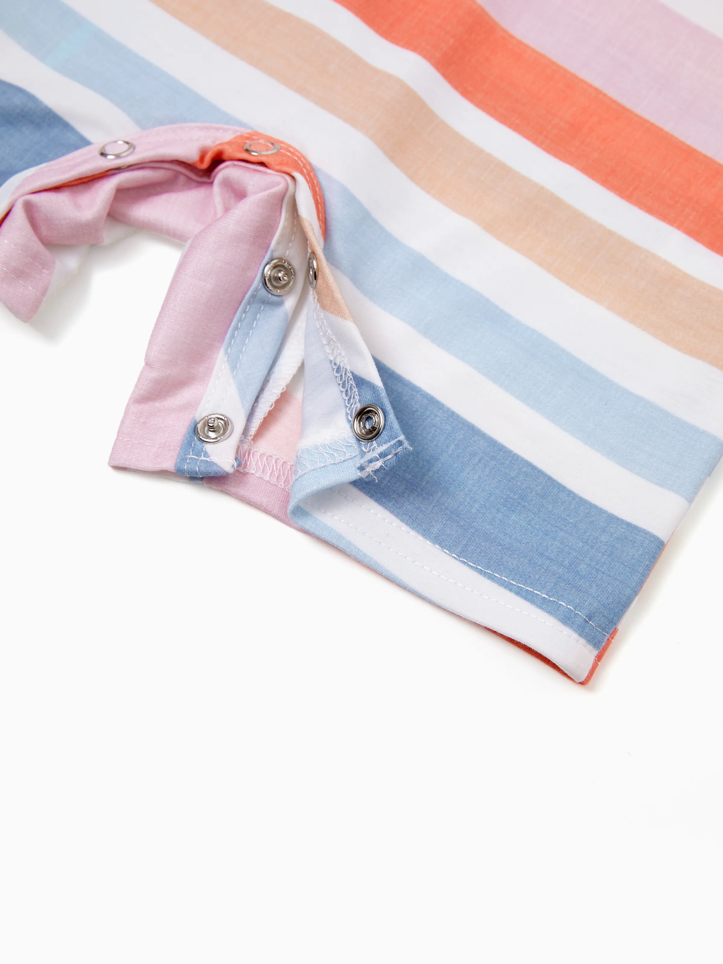 Mommy and Me Family Matching Blue Short-sleeve Tee or Colorful Stripe Camisole Dress Multi-color - Image 17