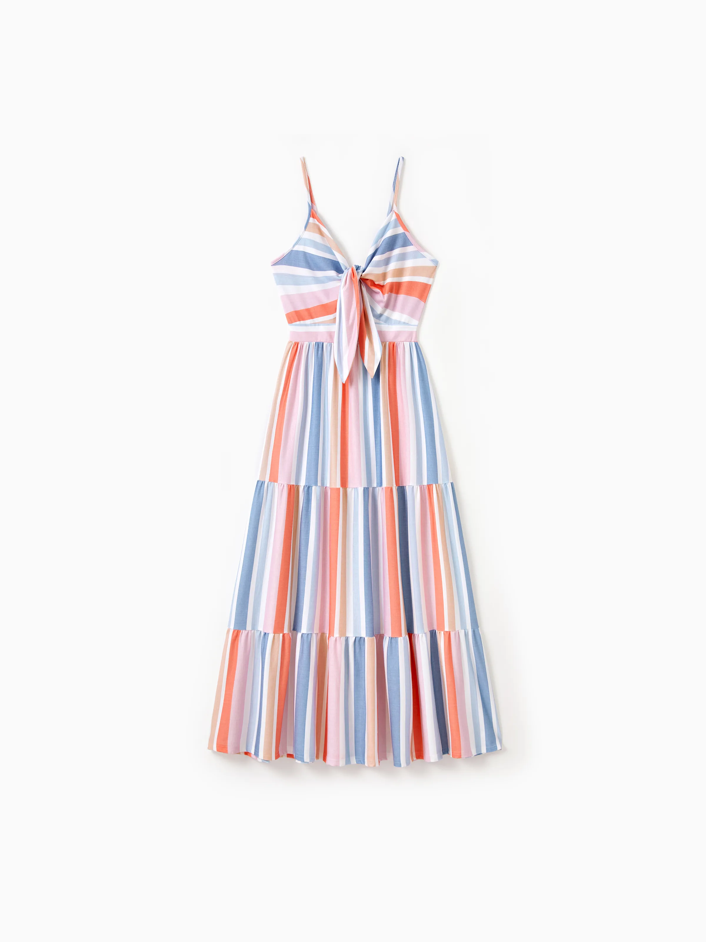 Mommy and Me Family Matching Blue Short-sleeve Tee or Colorful Stripe Camisole Dress Multi-color - Image 6