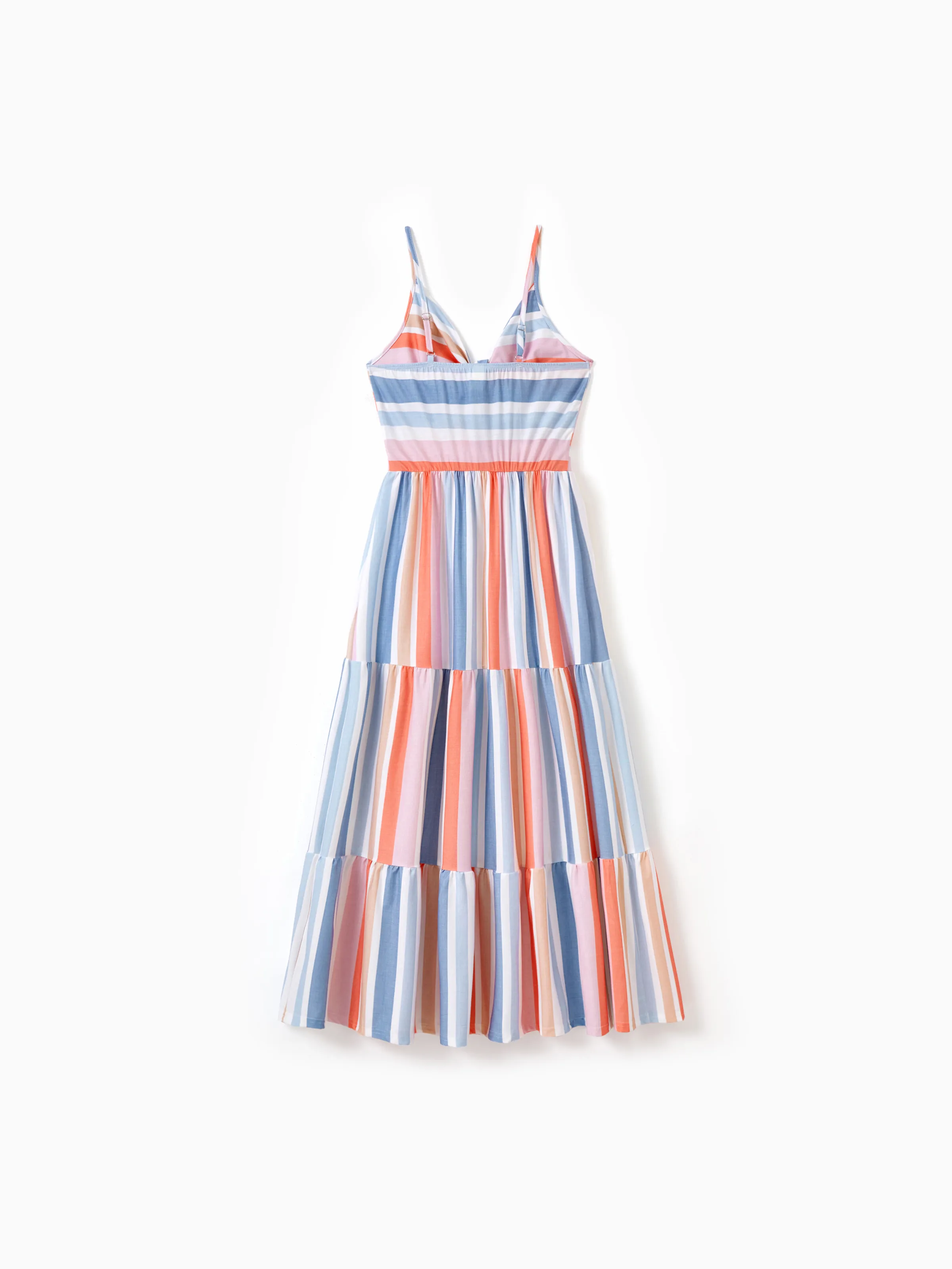 Mommy and Me Family Matching Blue Short-sleeve Tee or Colorful Stripe Camisole Dress Multi-color - Image 7