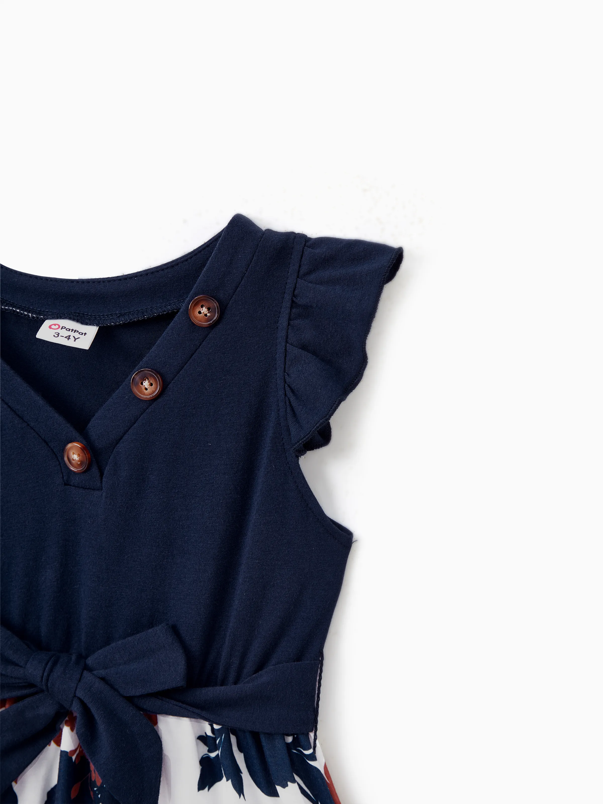 Mommy and Me Family Matching Casual Dress or T-Shirt, Solid Color, Fabric Stitching royalblue - Image 10