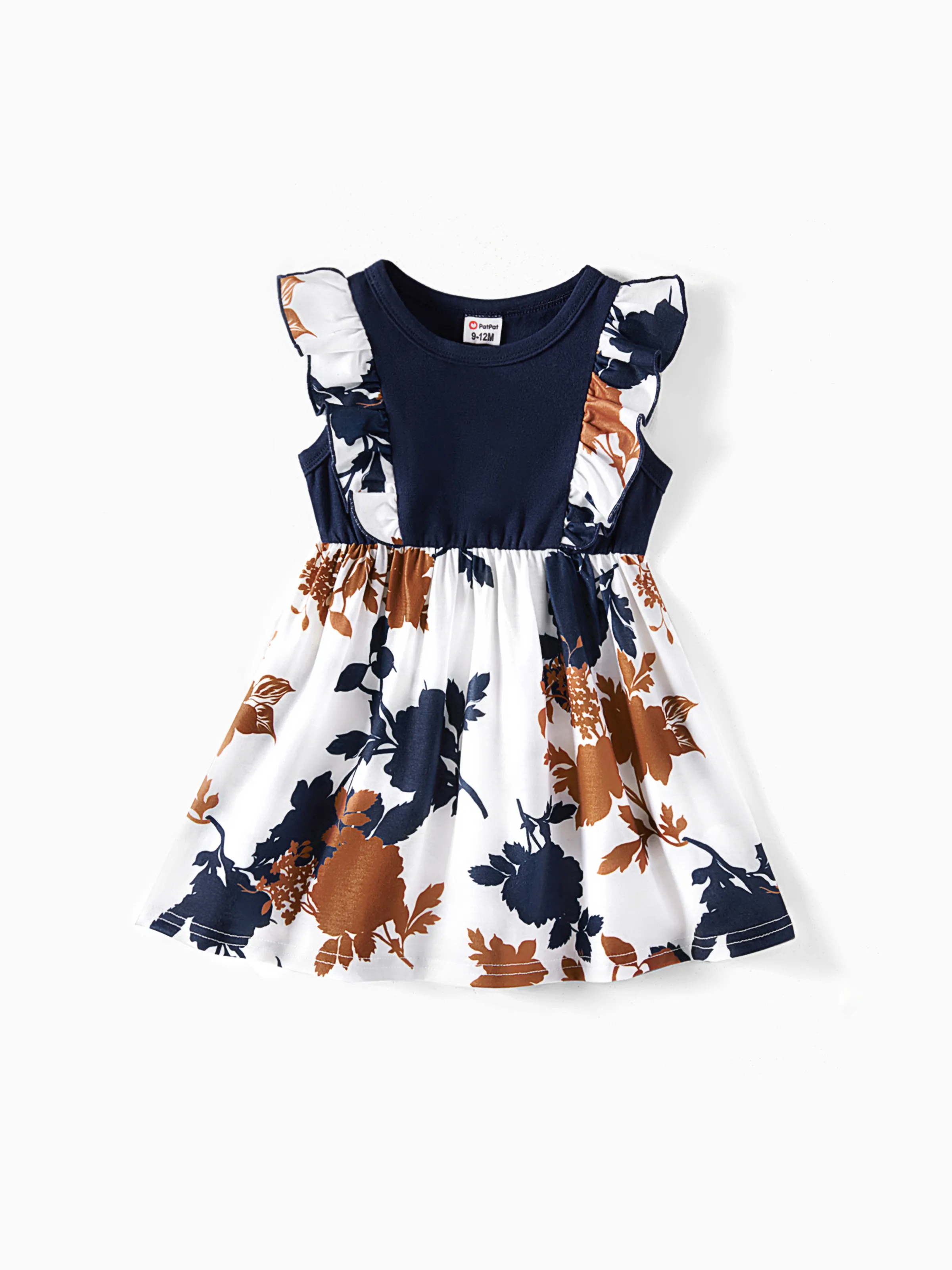 Mommy and Me Family Matching Casual Dress or T-Shirt, Solid Color, Fabric Stitching royalblue - Image 13