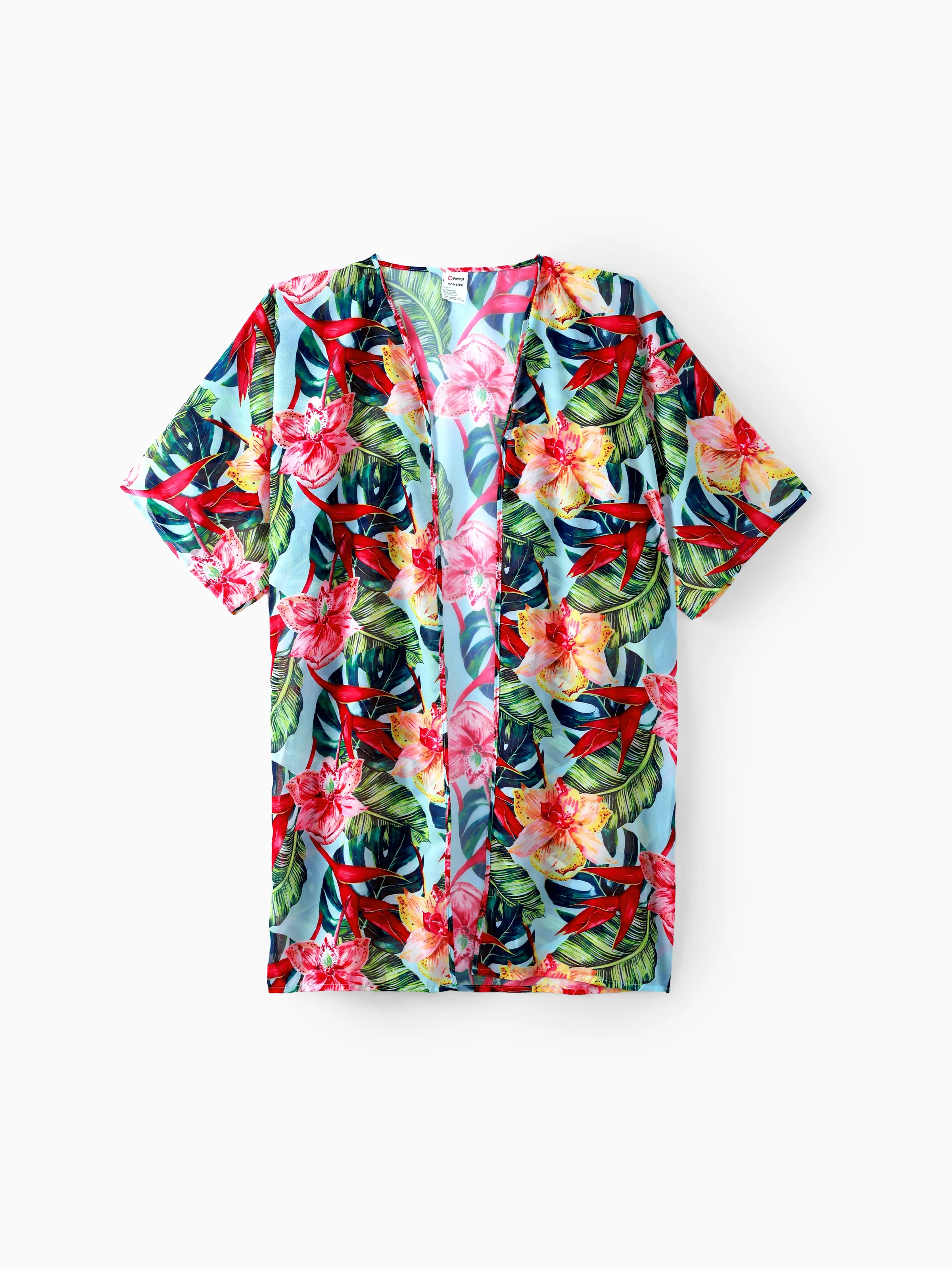 Mommy and Me Family Matching Floral Drawstring Swim Trunks or Ruched Shell Edge Bikini with Optional Swim Cover Up Red - Image 7