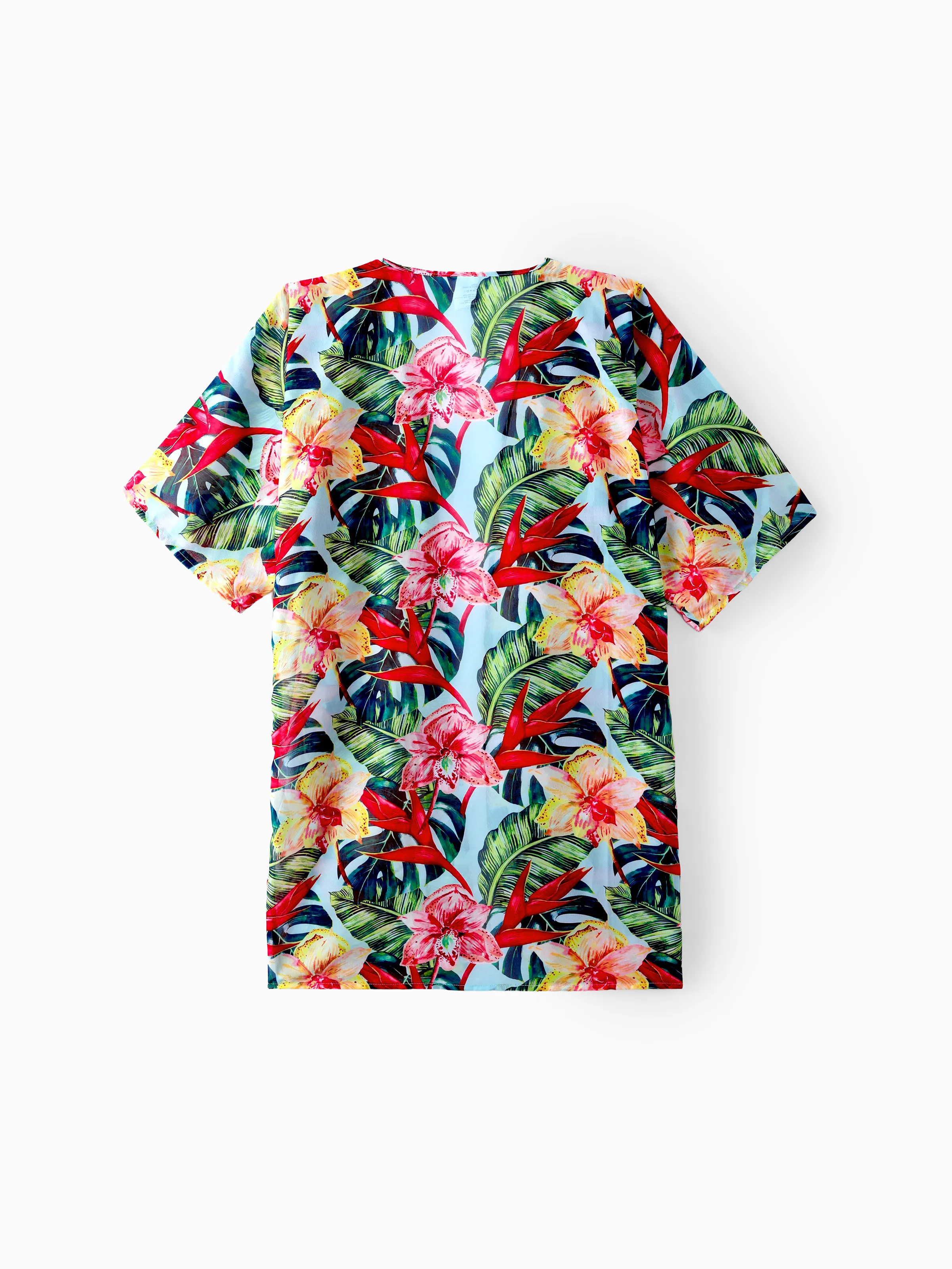 Mommy and Me Family Matching Floral Drawstring Swim Trunks or Ruched Shell Edge Bikini with Optional Swim Cover Up Red - Image 8