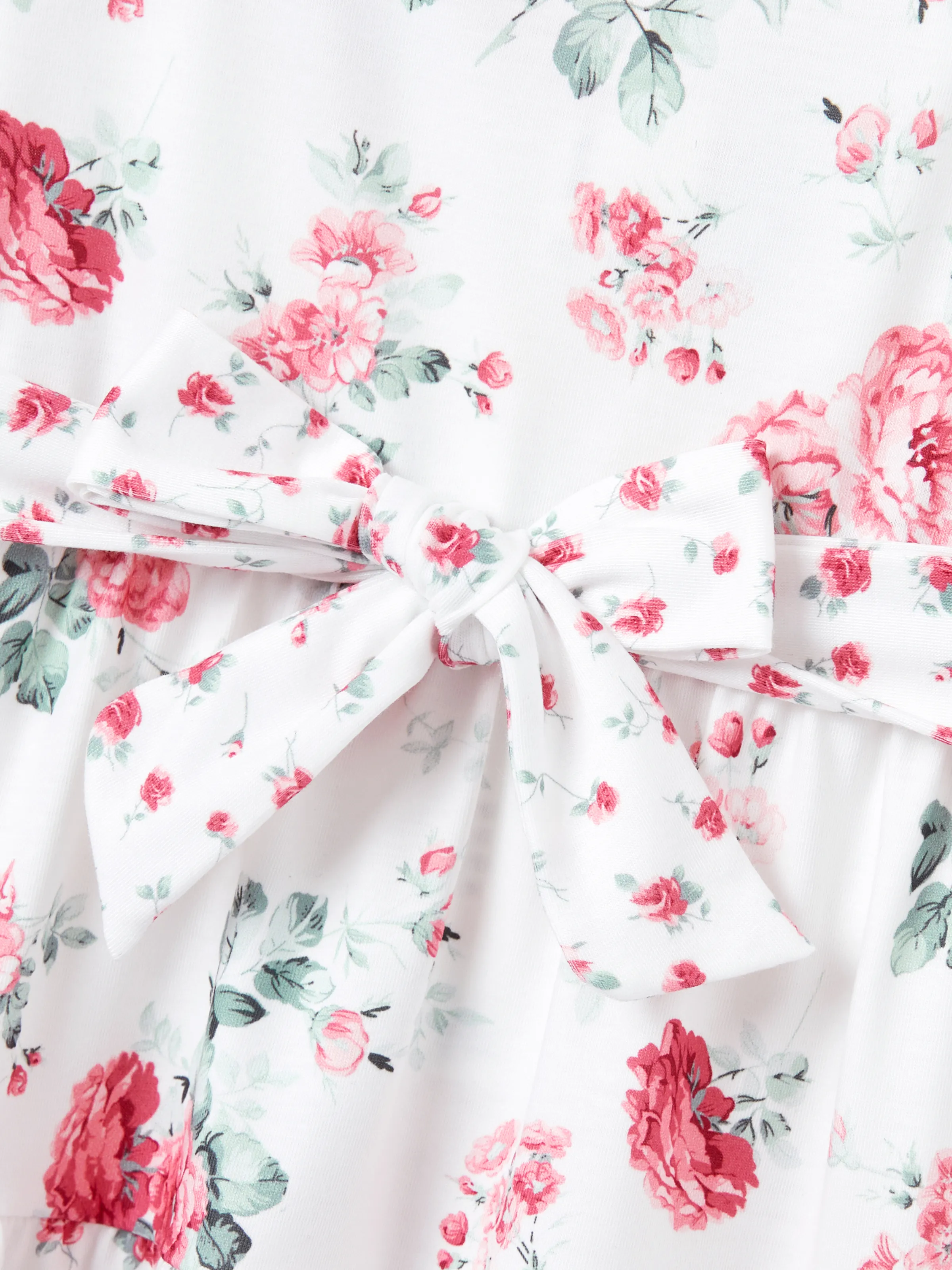 Mommy and Me Family Matching Outfits Set Solid Color Short-sleeve Polo Collar Shirt or Flower Print Hollow out Dress  Pink - Image 11