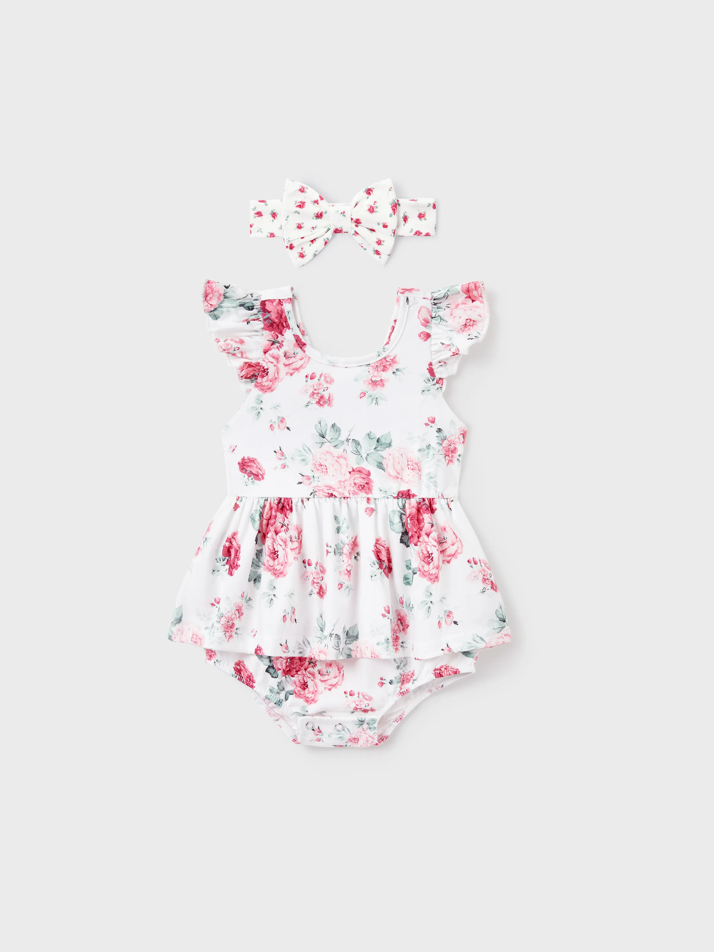 Mommy and Me Family Matching Outfits Set Solid Color Short-sleeve Polo Collar Shirt or Flower Print Hollow out Dress  Pink - Image 13