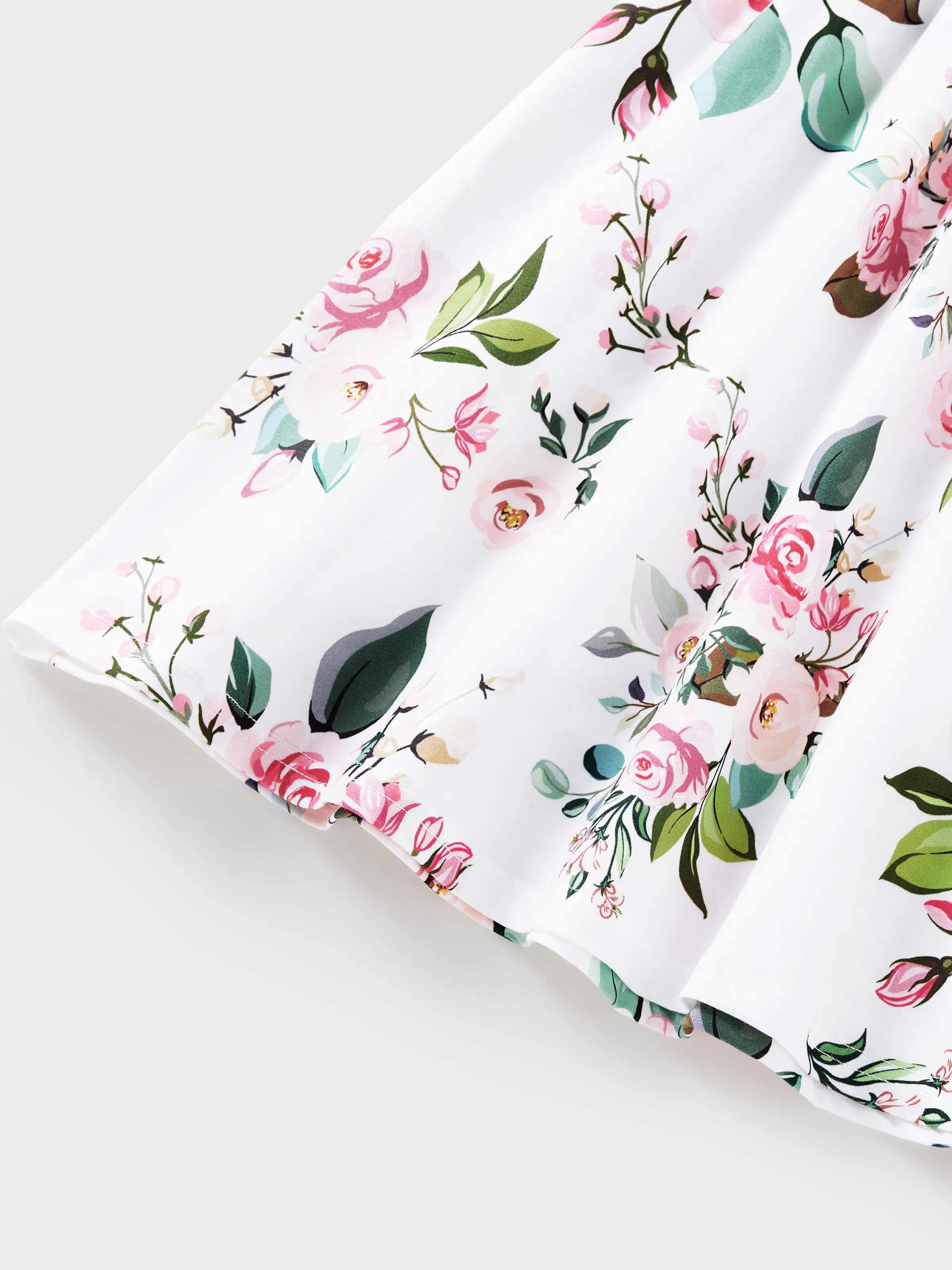 Mommy and Me Family Matching Pink Sleeveless Splicing Floral Print Midi Dresses and Colorblock Short-sleeve Polo Shirts Sets Pink - Image 12
