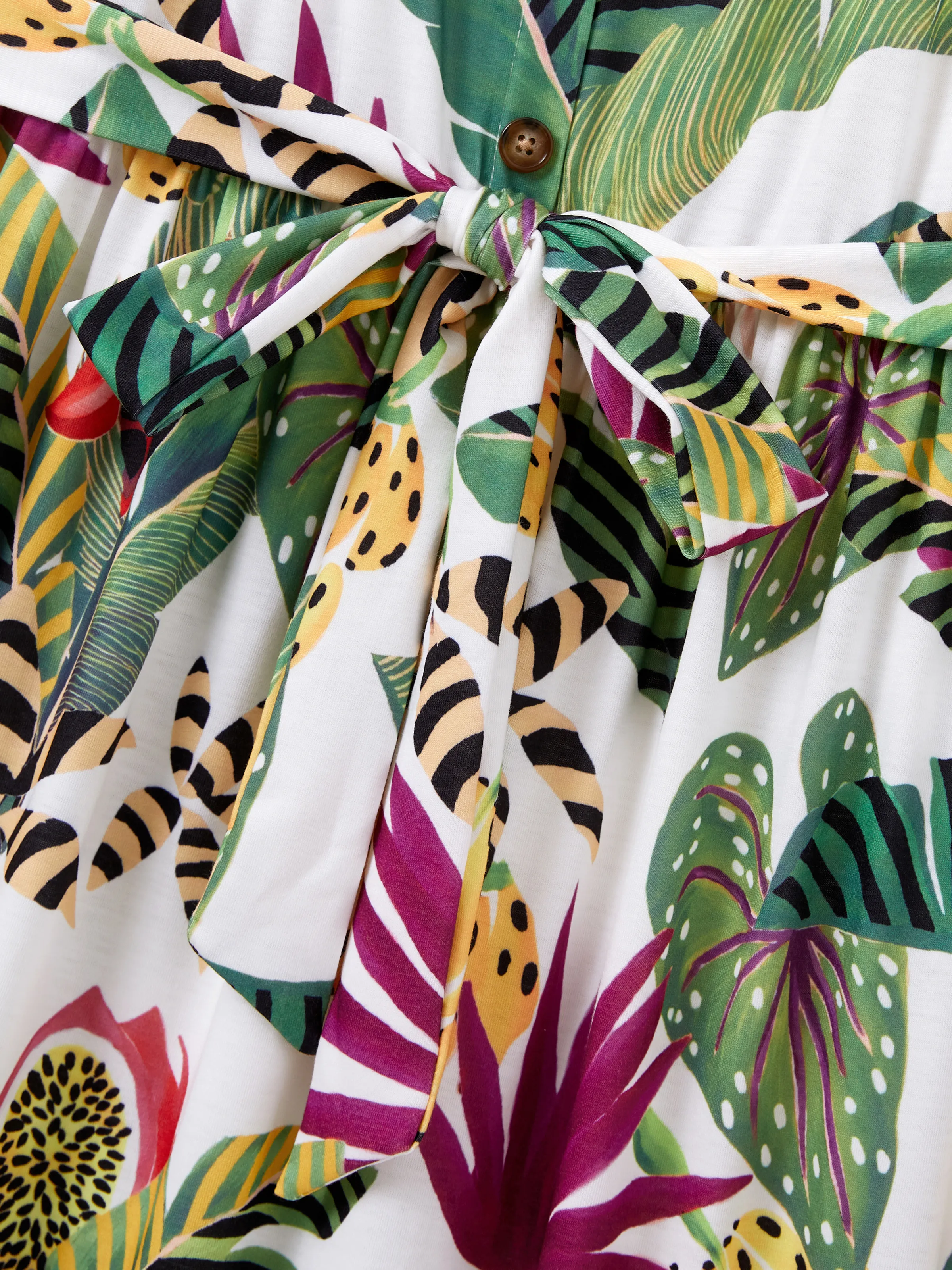 Mommy and Me Family Matching Tropical Floral Print Short-sleeve Top or Camisole Dress Set Multi-color - Image 7