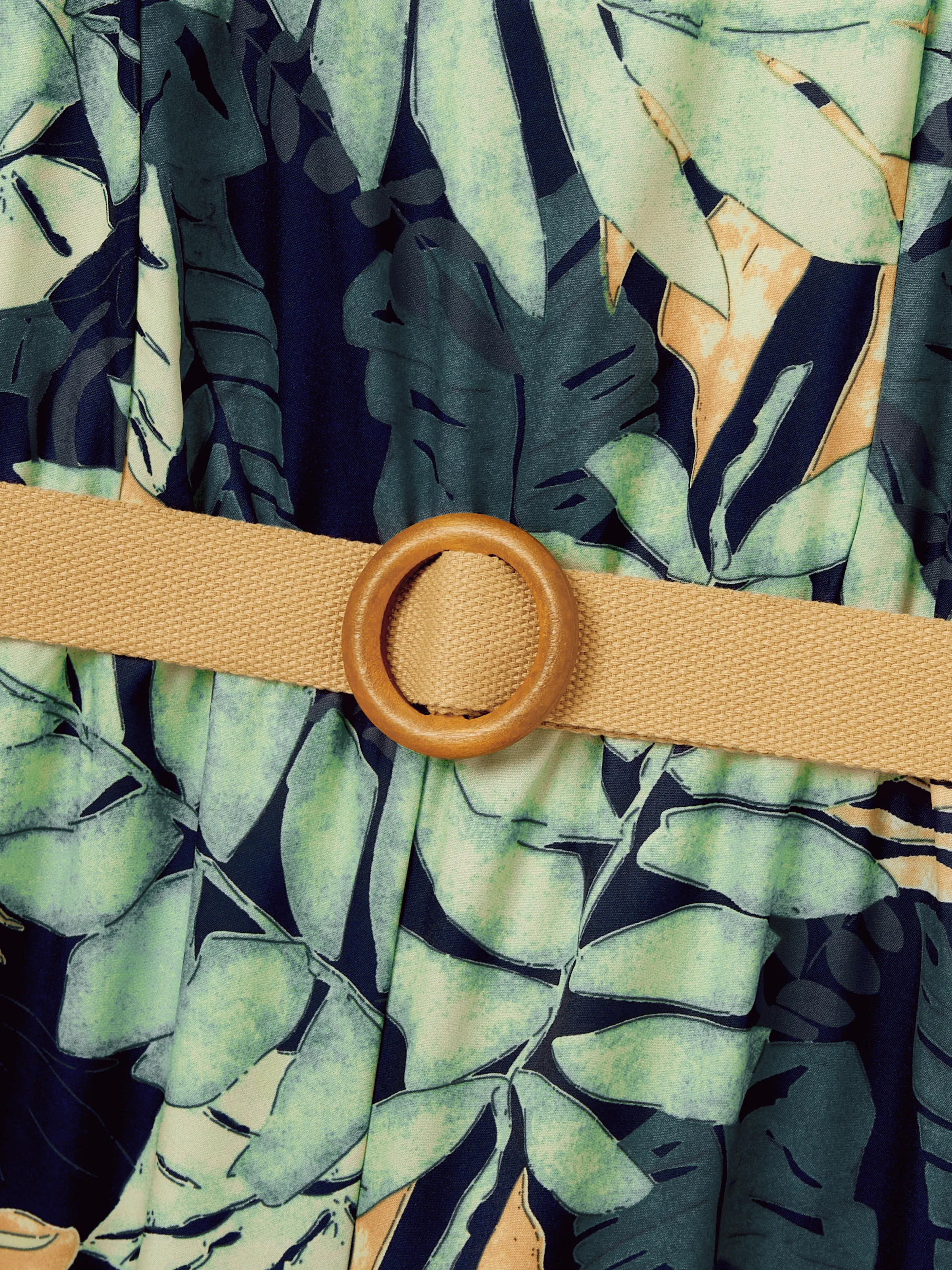 Mommy and Me Tropical Leaf Print Jumpsuit Set, Spaghetti Strap Belted Matching Outfits for Summer Beach Vacation Tibetan blue - Image 8