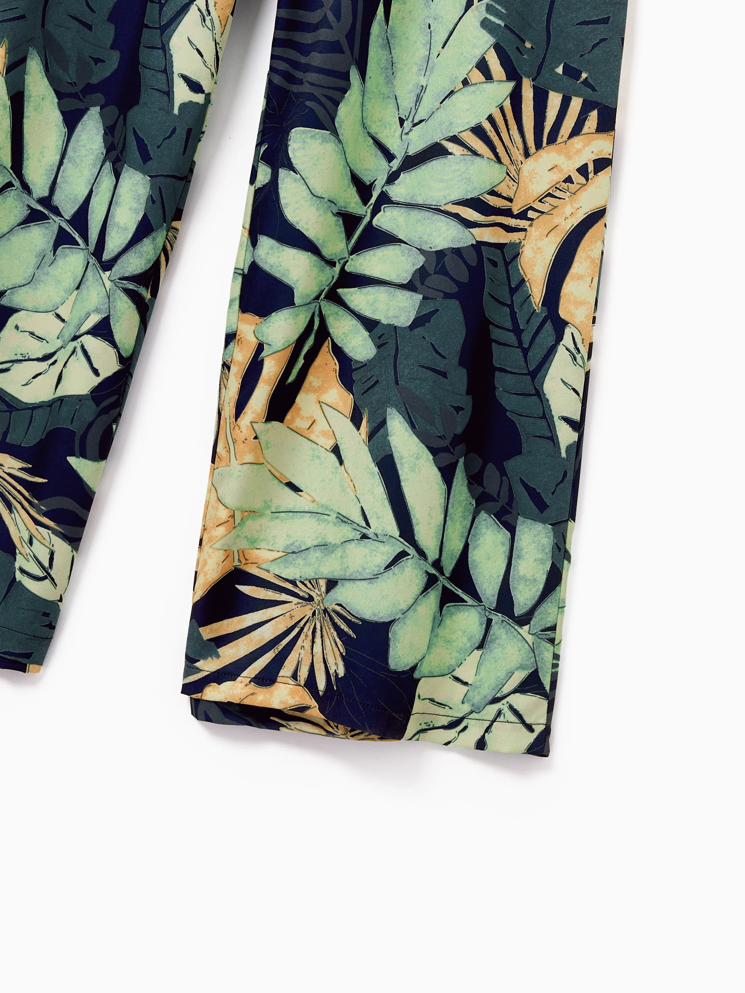 Mommy and Me Tropical Leaf Print Jumpsuit Set, Spaghetti Strap Belted Matching Outfits for Summer Beach Vacation Tibetan blue - Image 9