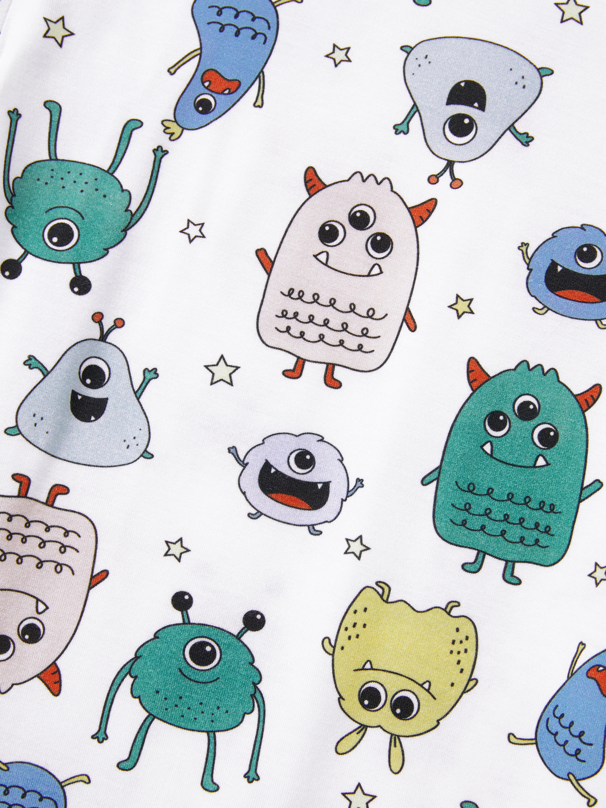Mommy & me Bamboo Family Pajamas Cute Little Monster Print Short-sleeve Matching Pajama Set ( Snug-Fitting for Children ) White - Image 12