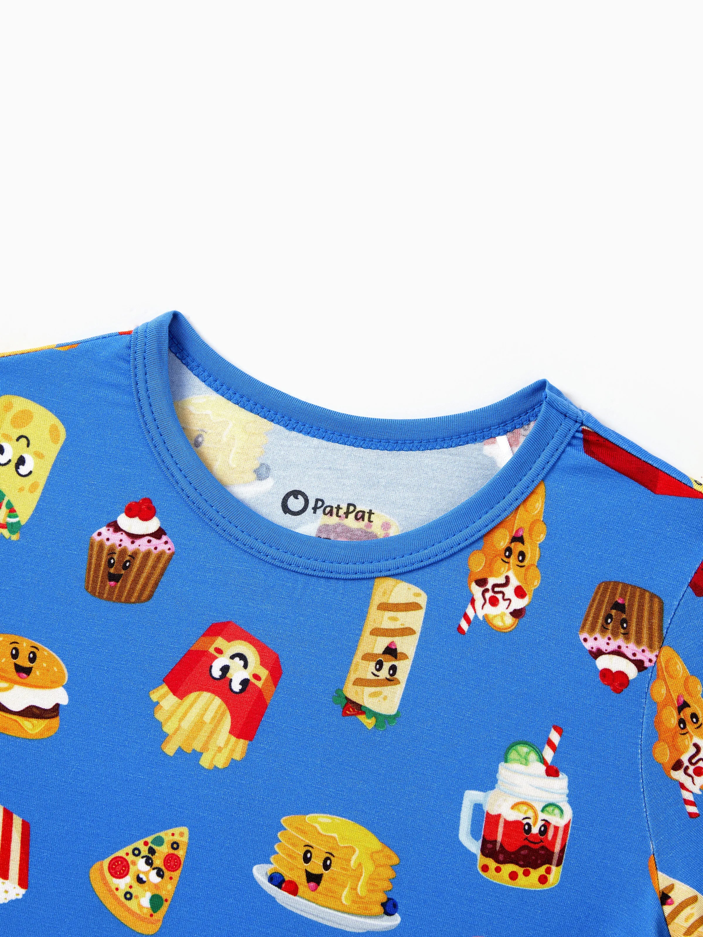 Mommy & me Bamboo Pajamas Buttery Soft Bamboo PJs for Men Women Kids Toddler, Cute Burger & Fries Print Short Sleeve Sleepwear (Snug-Fitting for Children) Royal Blue - Image 15