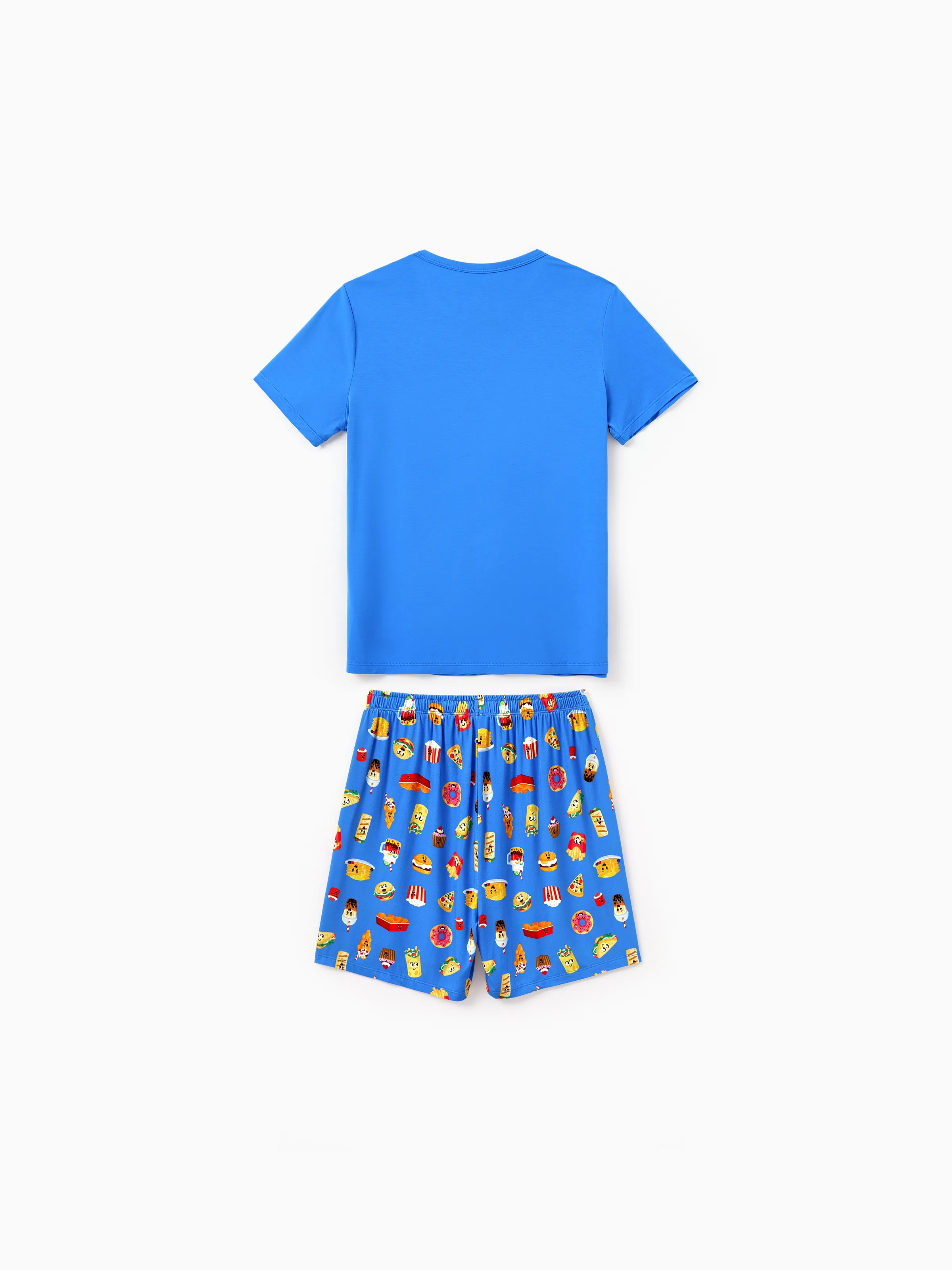 Mommy & me Bamboo Pajamas Buttery Soft Bamboo PJs for Men Women Kids Toddler, Cute Burger & Fries Print Short Sleeve Sleepwear (Snug-Fitting for Children) Royal Blue - Image 7