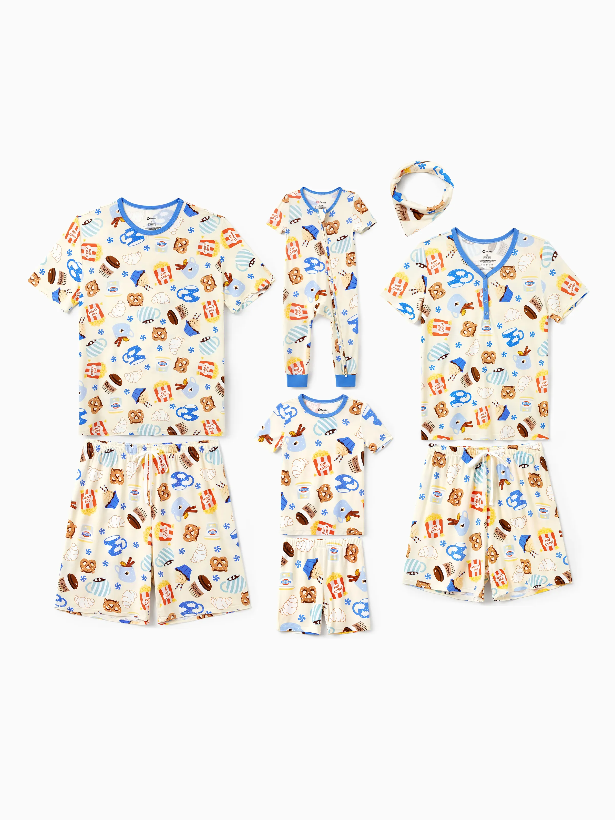 Mommy & me Bamboo Pajamas Buttery Soft Bamboo Viscose PJs for Men Women Kids Toddler Baby, Cozy Dessert Print Short-sleeve Sleepwear Blue - Image 3