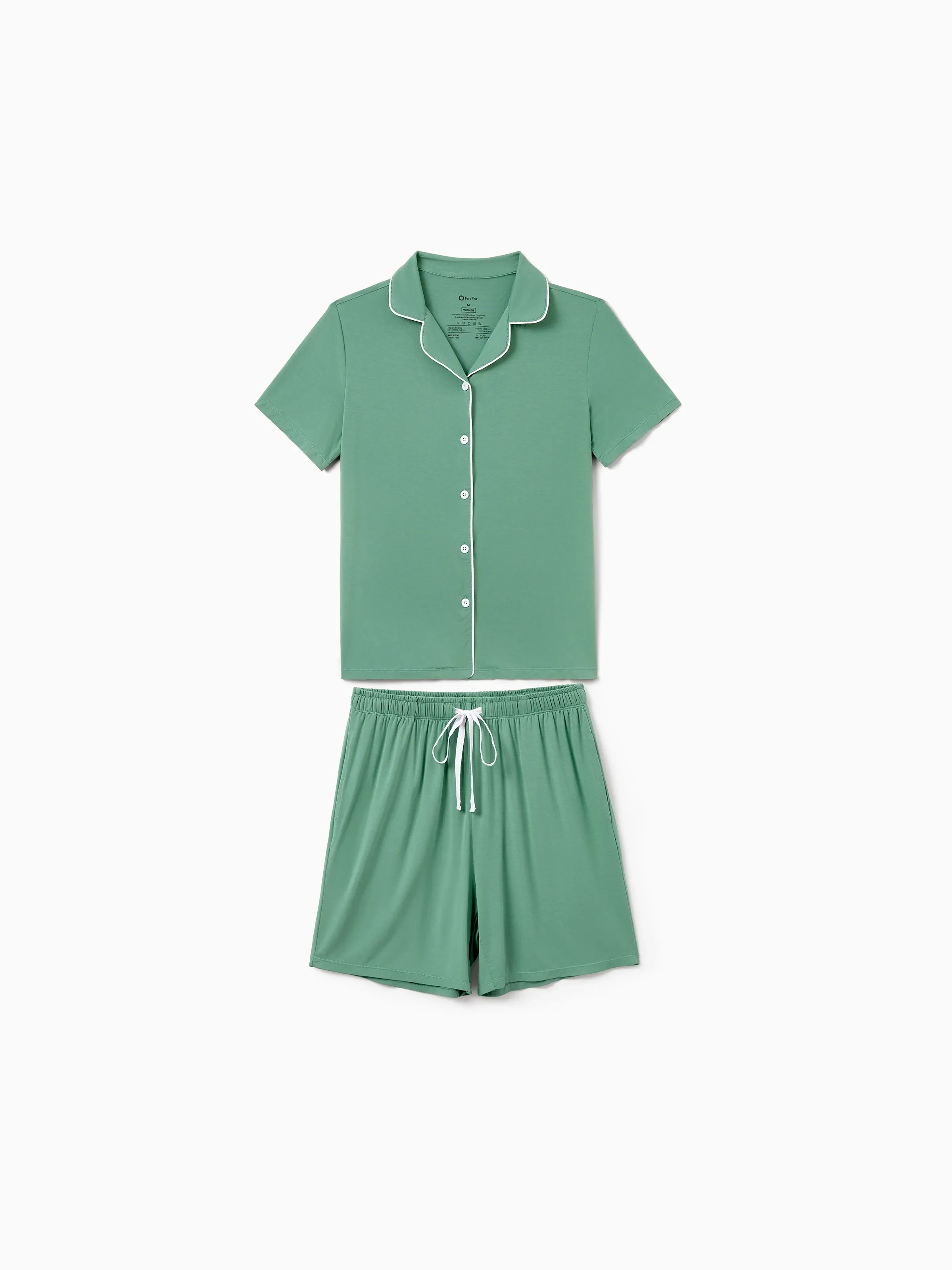 Mommy & me Bamboo Pajamas Buttery Soft Bamboo Viscose PJs for Men Women Kids Toddler Baby, Solid Color Short Sleeve Shirt & Shorts Sleepwear Green - Image 4