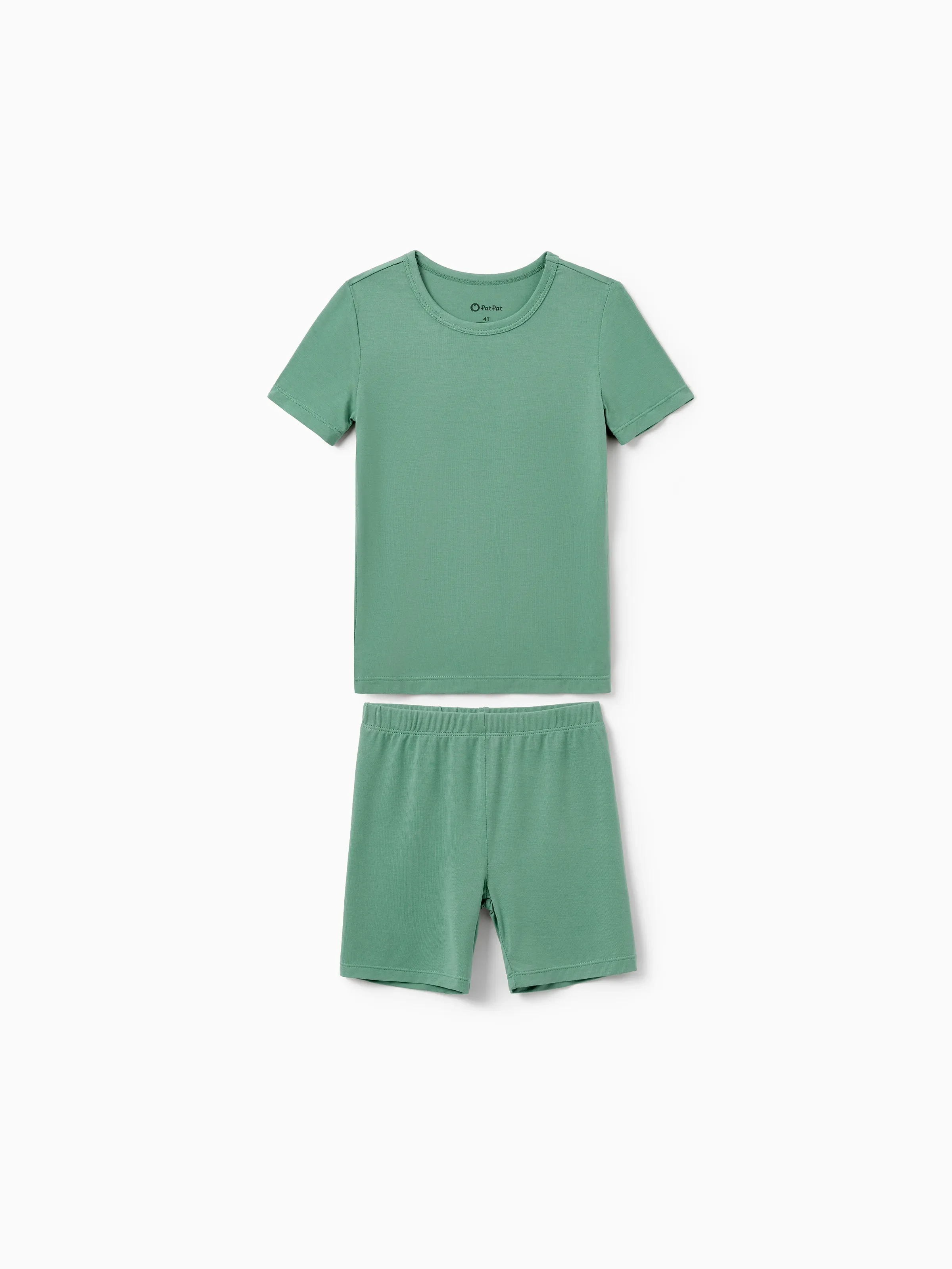 Mommy & me Bamboo Pajamas Buttery Soft Bamboo Viscose PJs for Men Women Kids Toddler Baby, Solid Color Short Sleeve Shirt & Shorts Sleepwear Green - Image 9