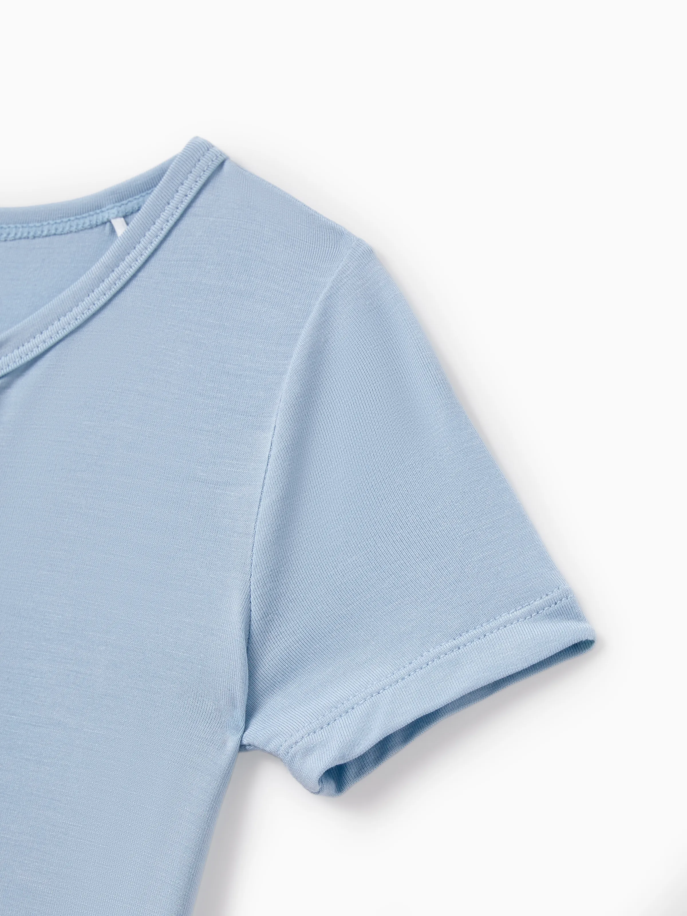 Mommy & me Bamboo Pajamas Soft Bamboo Viscose PJs for Men Women Kids Toddler Baby, Classic Blue Short-sleeve Sleepwear with Button-Down Shirt and Pants Blue grey - Image 16