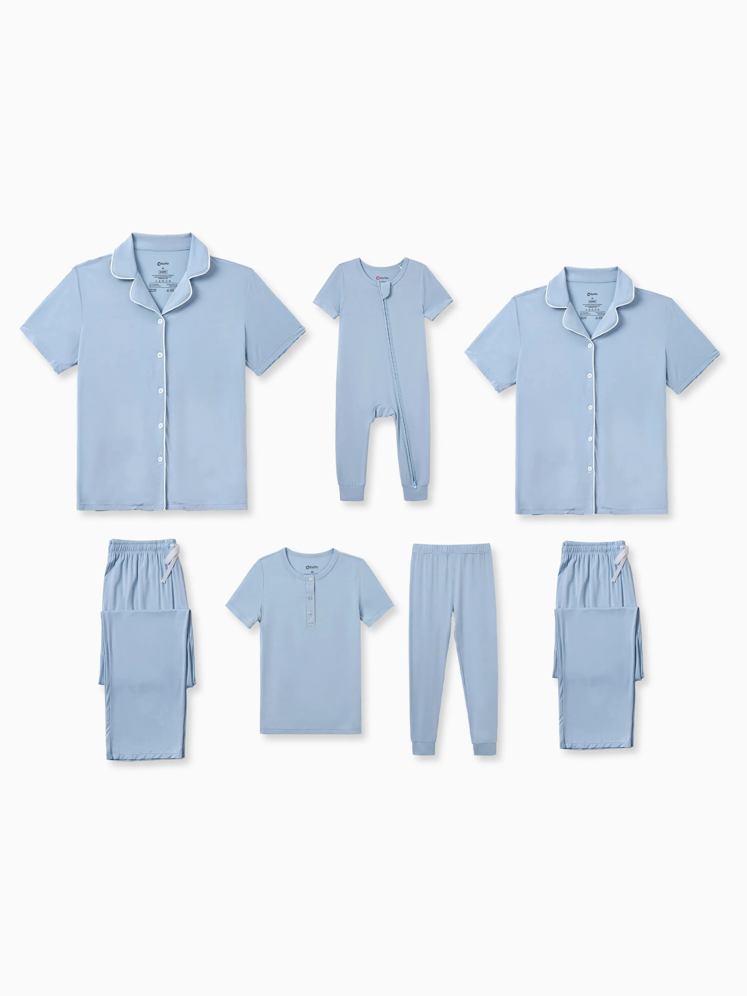 Mommy & me Bamboo Pajamas Soft Bamboo Viscose PJs for Men Women Kids Toddler Baby, Classic Blue Short-sleeve Sleepwear with Button-Down Shirt and Pants Blue grey - Image 2