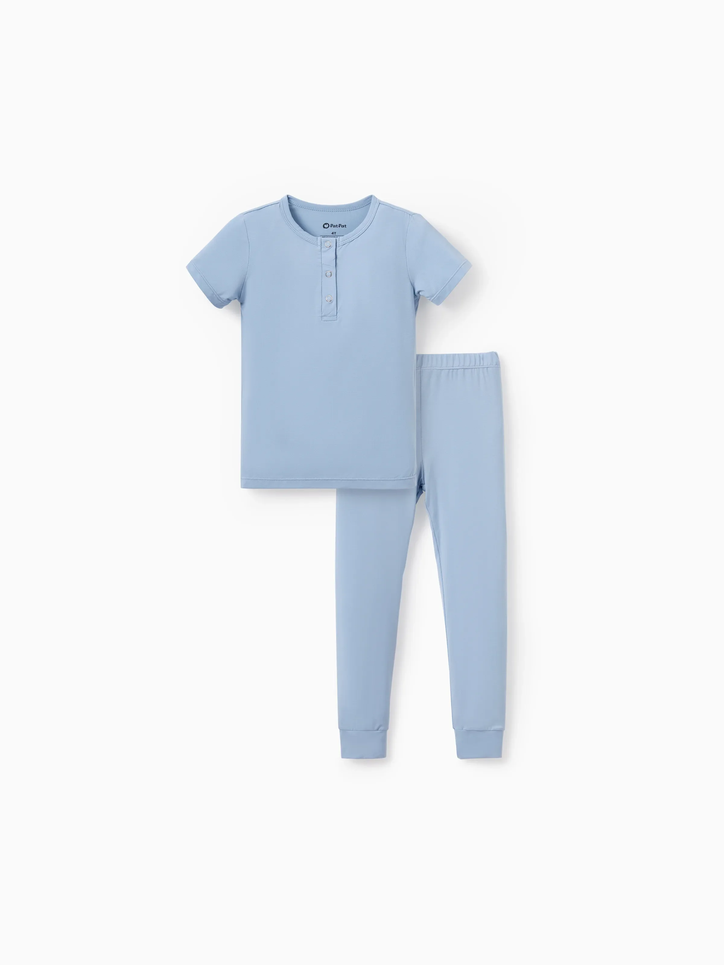 Mommy & me Bamboo Pajamas Soft Bamboo Viscose PJs for Men Women Kids Toddler Baby, Classic Blue Short-sleeve Sleepwear with Button-Down Shirt and Pants Blue grey - Image 8