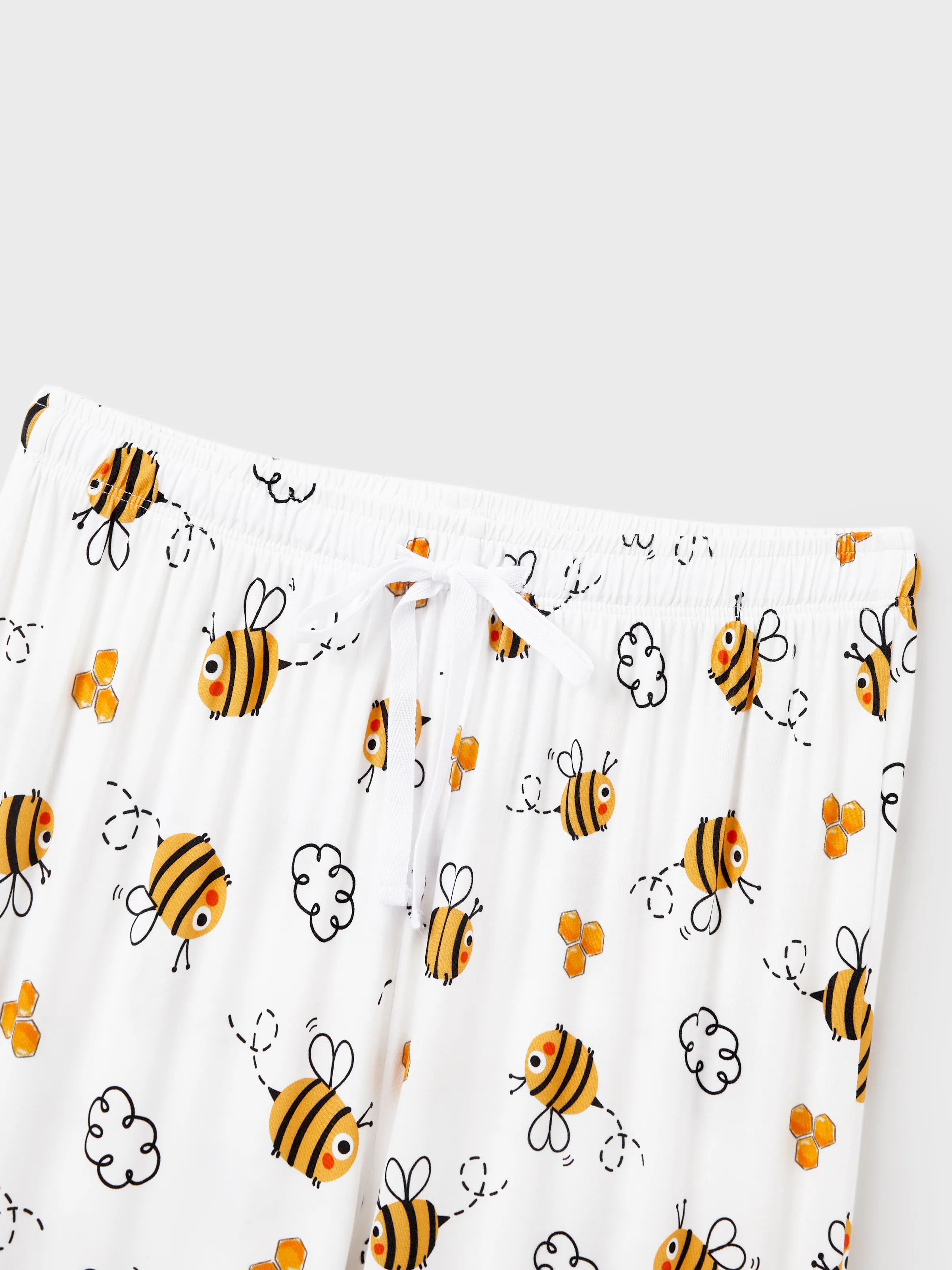Mommy & me Bamboo Pajamas Soft Bamboo Viscose PJs for Men Women Kids Toddler, Cute Bee Print Sleepwear with Short Sleeve Top and Long Pants White - Image 10