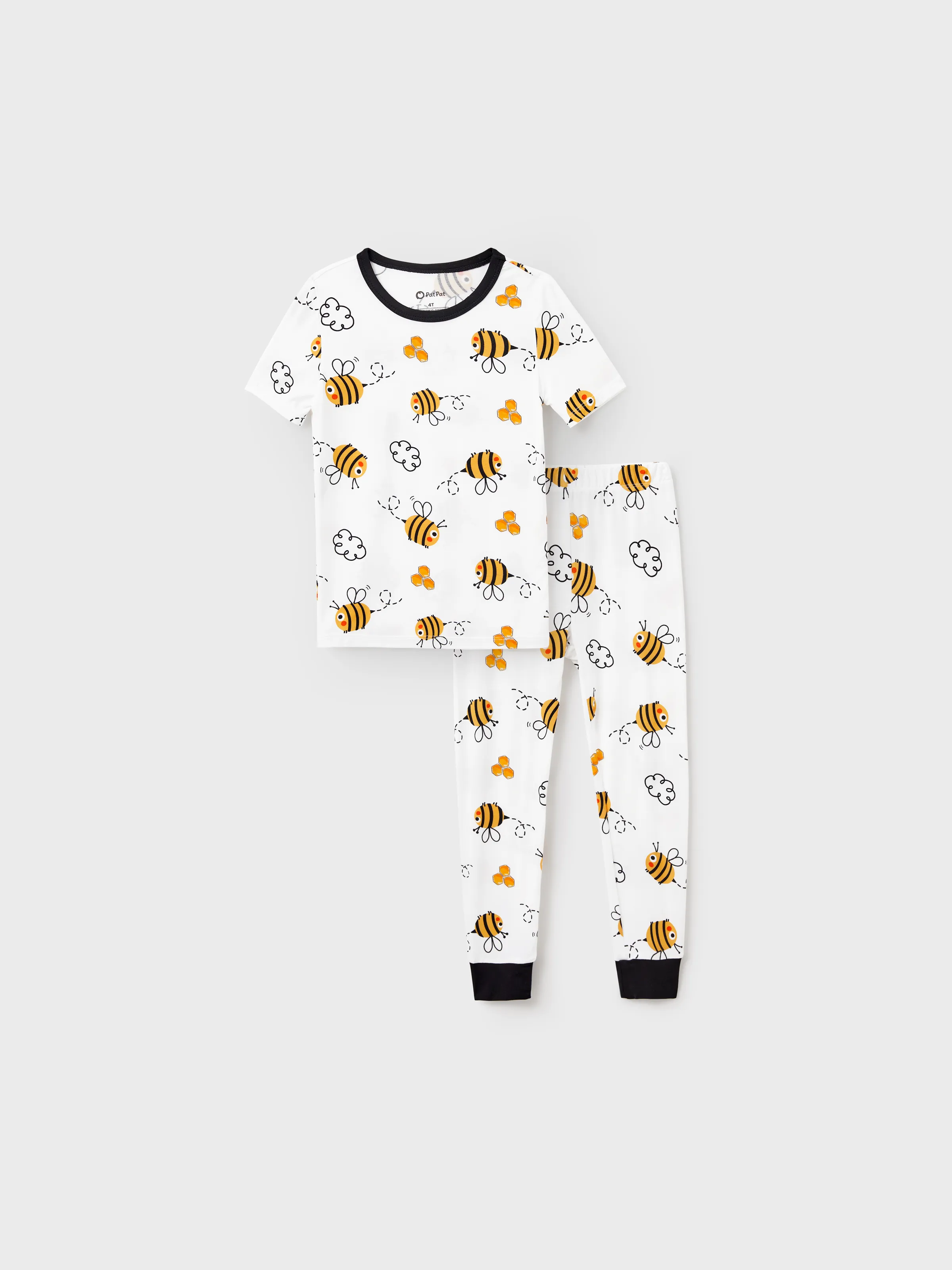 Mommy & me Bamboo Pajamas Soft Bamboo Viscose PJs for Men Women Kids Toddler, Cute Bee Print Sleepwear with Short Sleeve Top and Long Pants White - Image 13