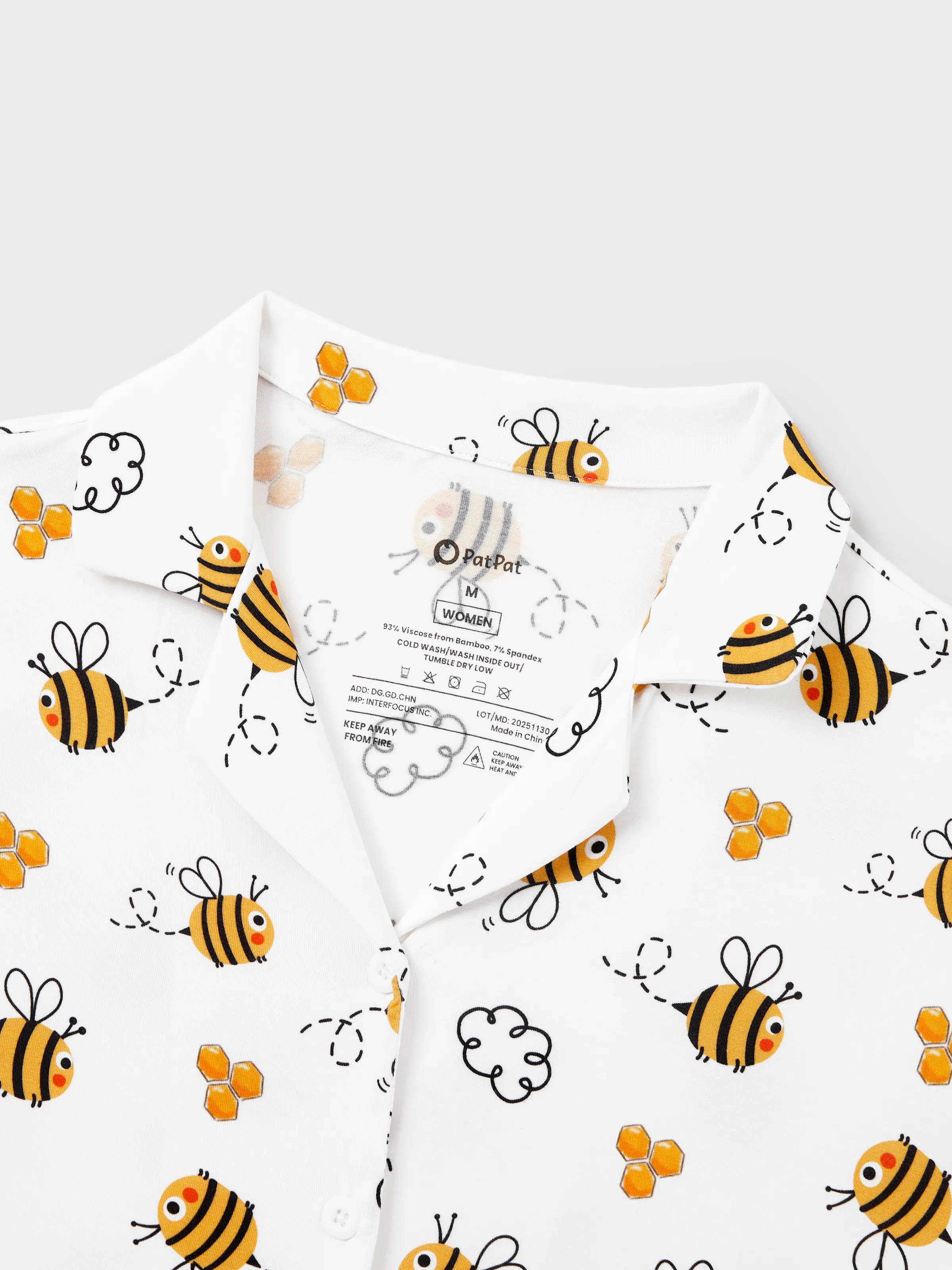 Mommy & me Bamboo Pajamas Soft Bamboo Viscose PJs for Men Women Kids Toddler, Cute Bee Print Sleepwear with Short Sleeve Top and Long Pants White - Image 8