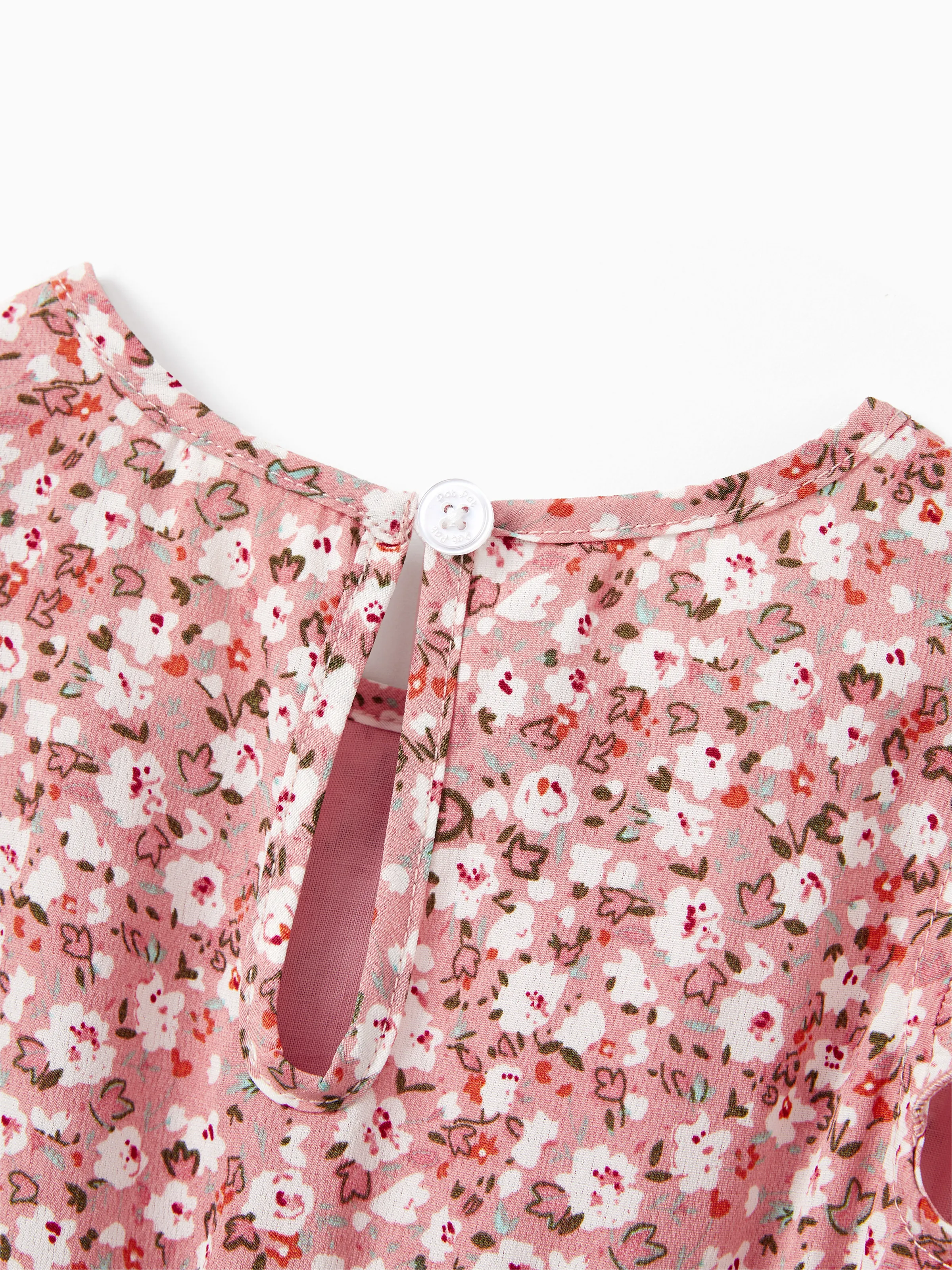 Mommy & me Blue Flora Print Smocking Puff-sleeve Dress Set Pink - Image 17