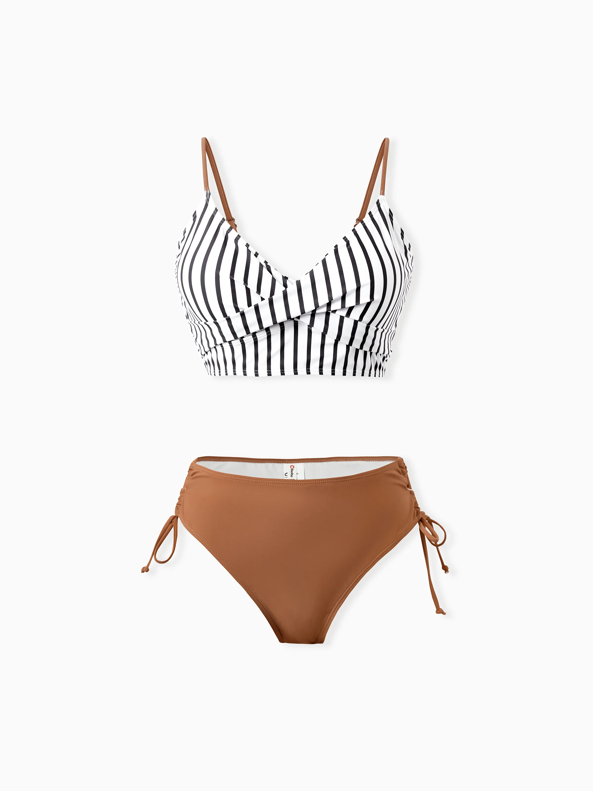 Mommy & me Color Block Swimsuits Striped Bikini & Swim Trunks Set Color block - Image 3