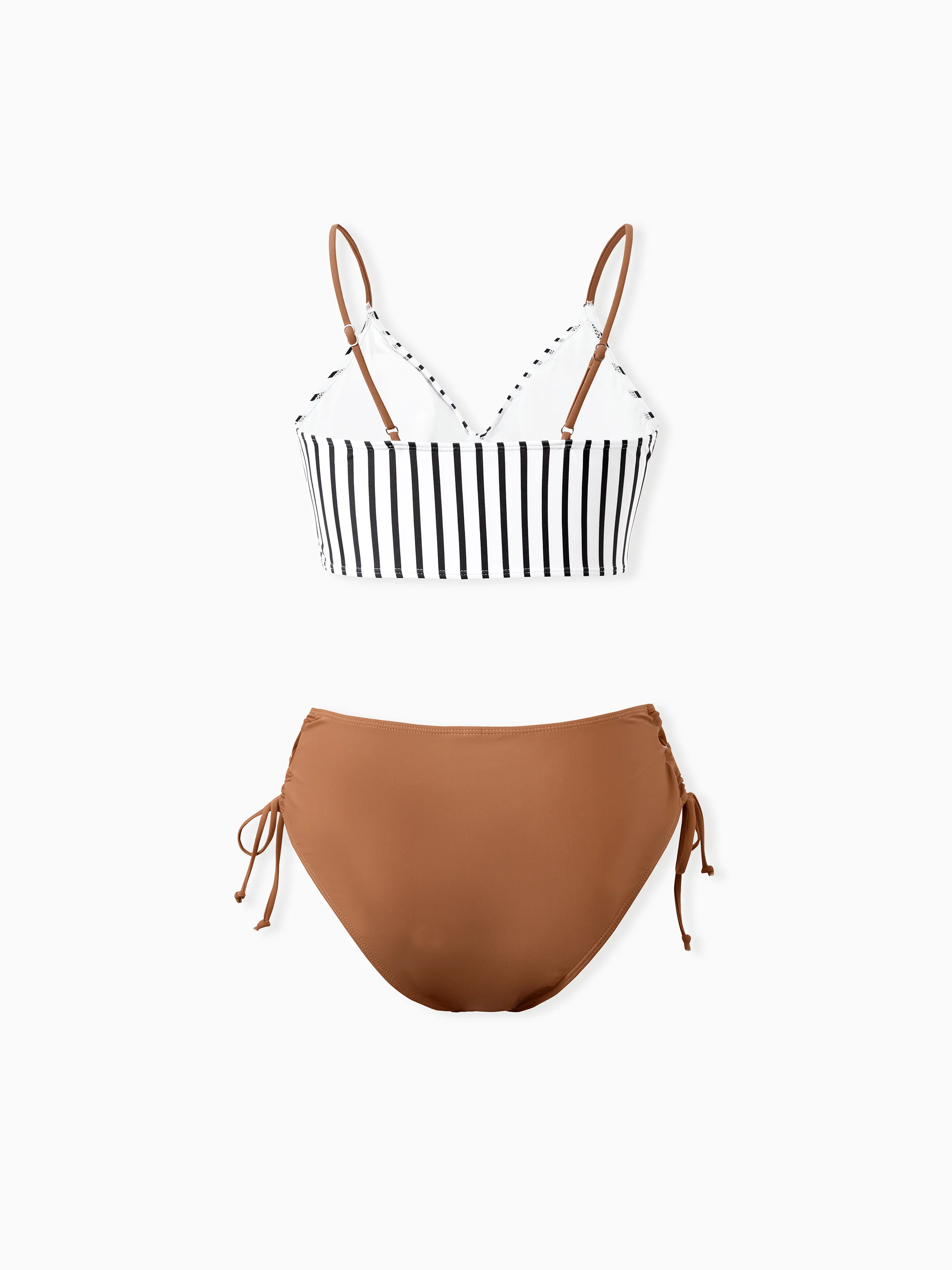 Mommy & me Color Block Swimsuits Striped Bikini & Swim Trunks Set Color block - Image 4