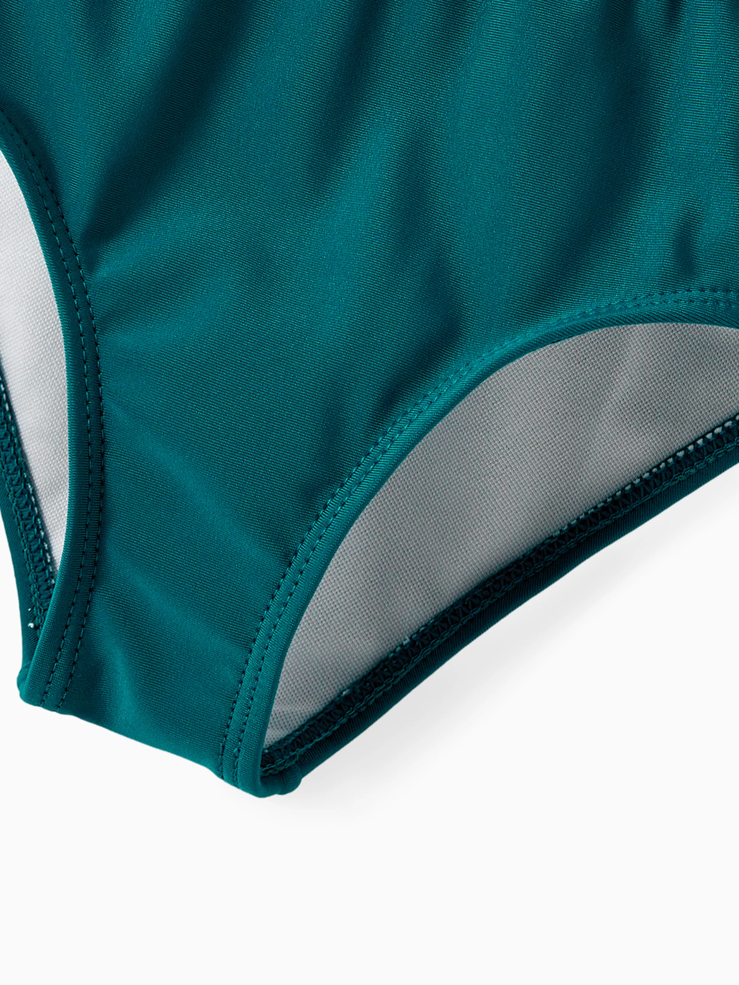 Mommy & me Colorblock One Shoulder Cut Out One-piece Swimsuit  DeepTurquoise - Image 7