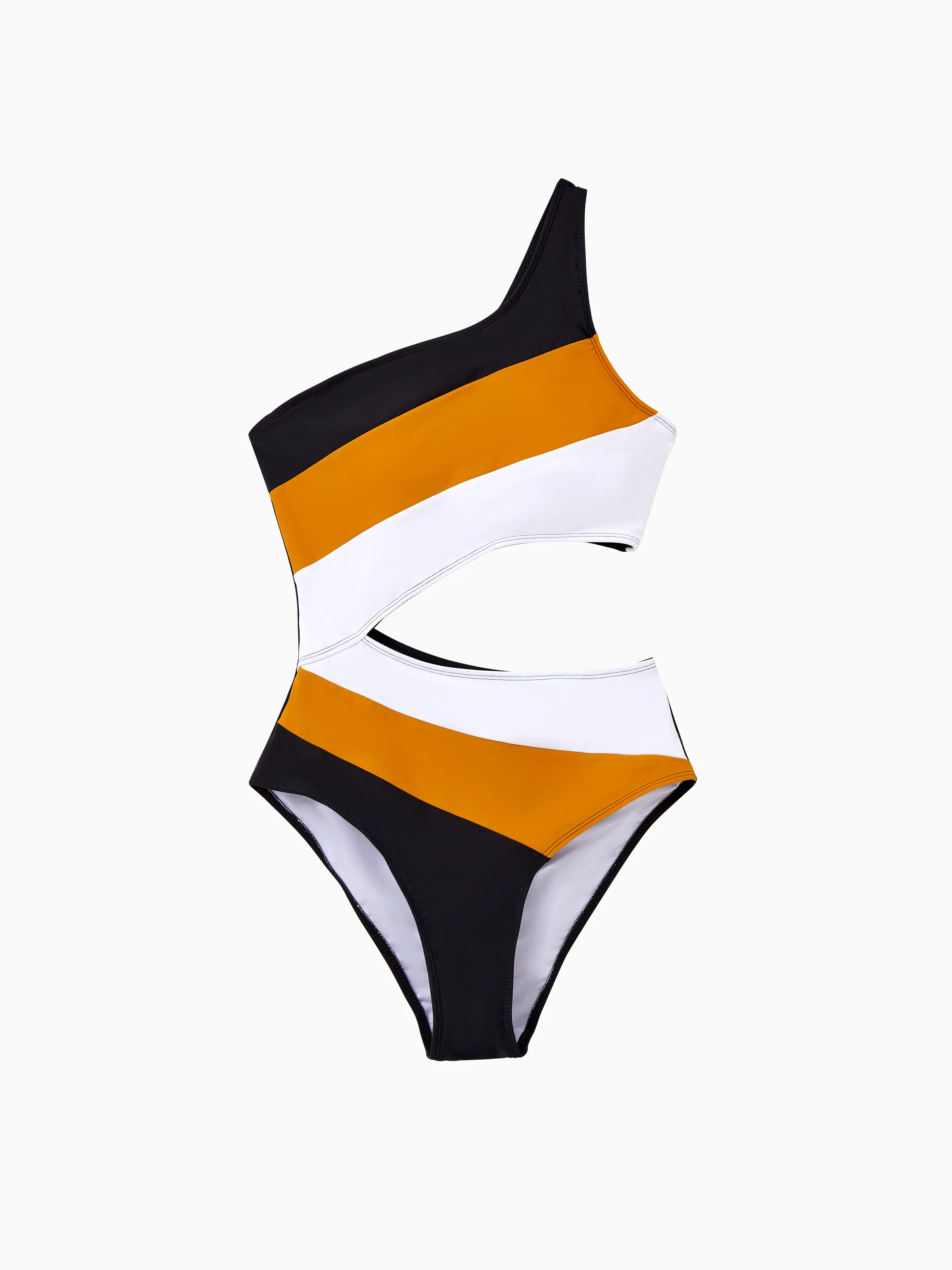 Mommy & me Colorblock Cut Out Waist One-Shoulder One-piece Swimsuit Multi-color - Image 3