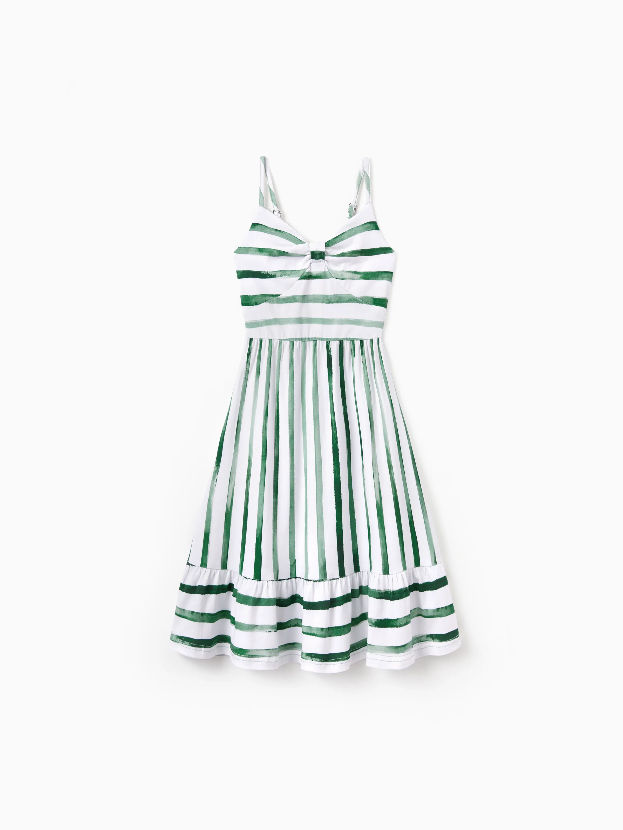 Mommy & me Cotton Outfits Set Green Striped T-Shirt and Dress Set for Dad, Mom, Kids & Baby, Perfect for Summer Family Outings & Photos Green - Image 13